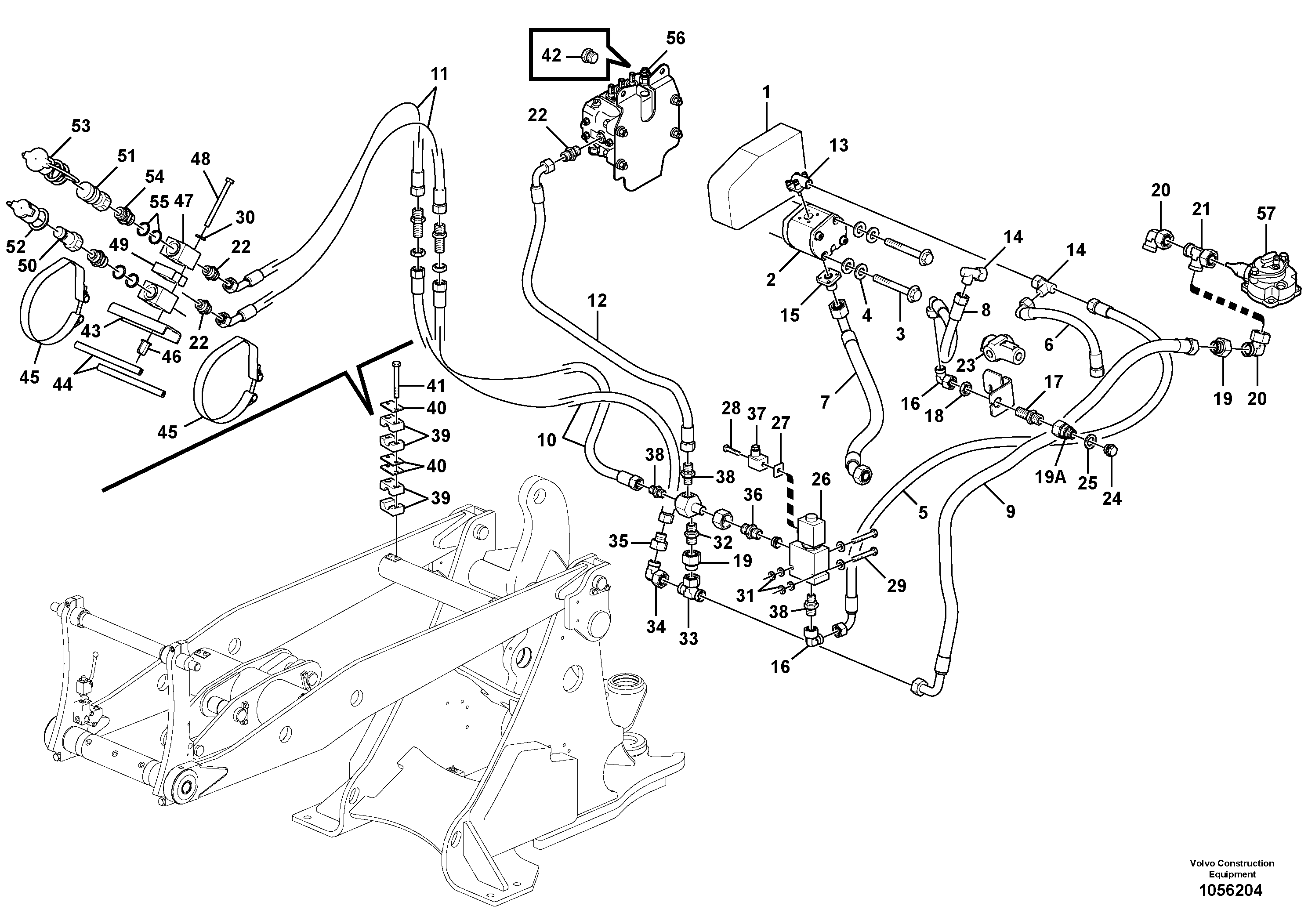 Схема запчастей Volvo L20F - 70950 Auxil. pomp with lines (Skid Steer attachment) L20F