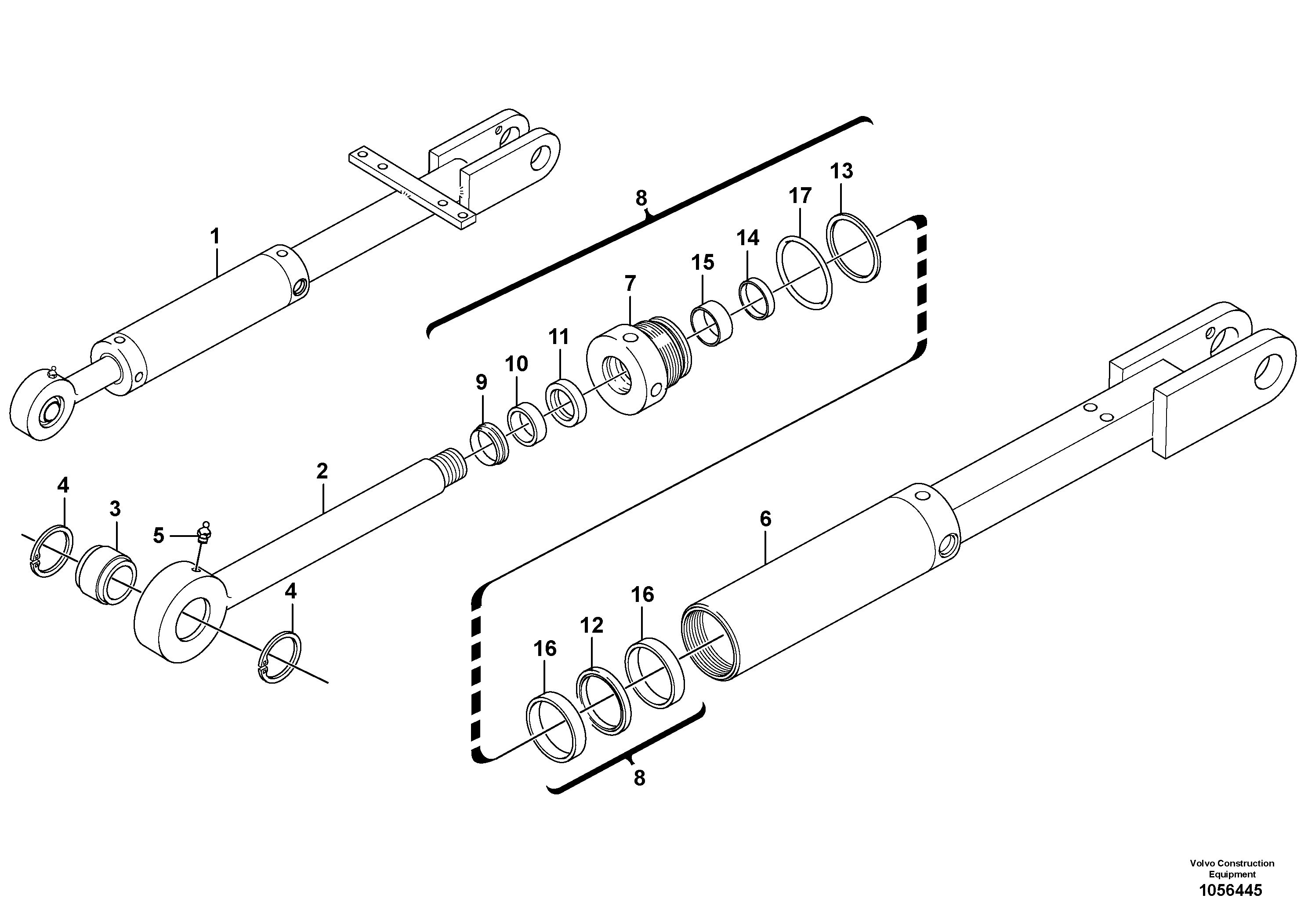 Схема запчастей Volvo L20F - 45666 Hydraulic cylinder, tilt L20F