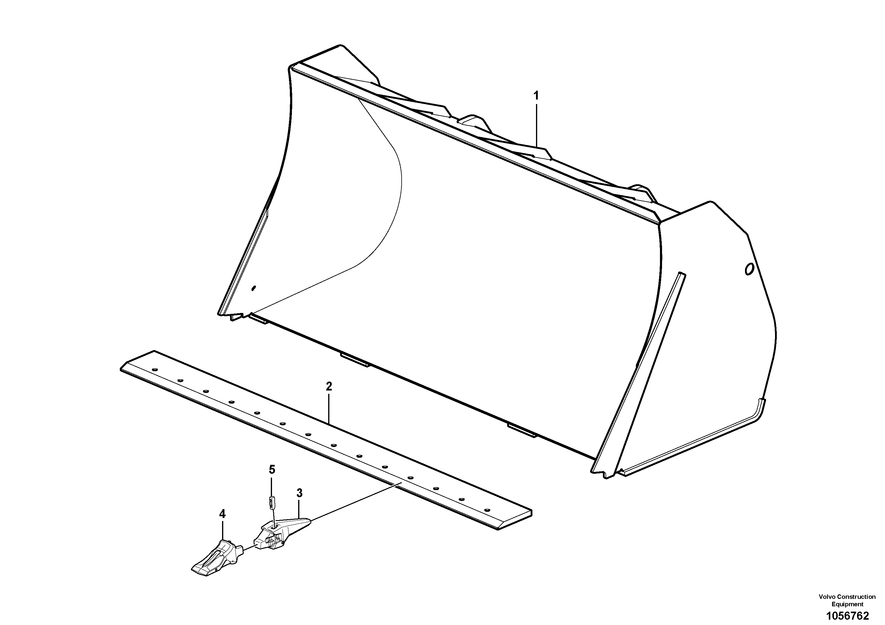 Схема запчастей Volvo L20F - 100416 Bucket, straight with teeth ATTACHMENTS ATT. COMPACT WHEEL LOADERS GEN. F