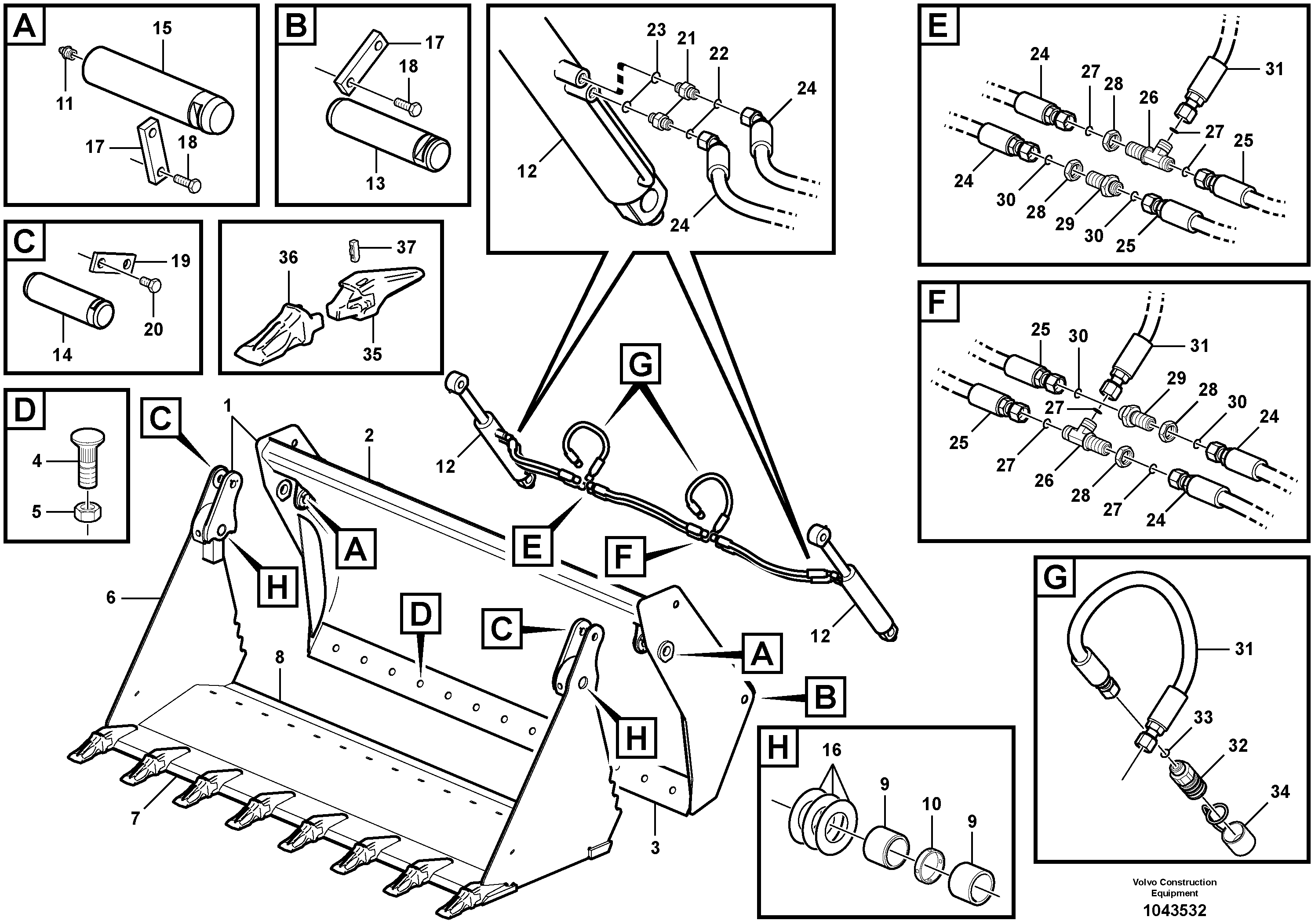 Схема запчастей Volvo L20F - 98249 Multi-purpose bucket ATTACHMENTS ATT. COMPACT WHEEL LOADERS GEN. F