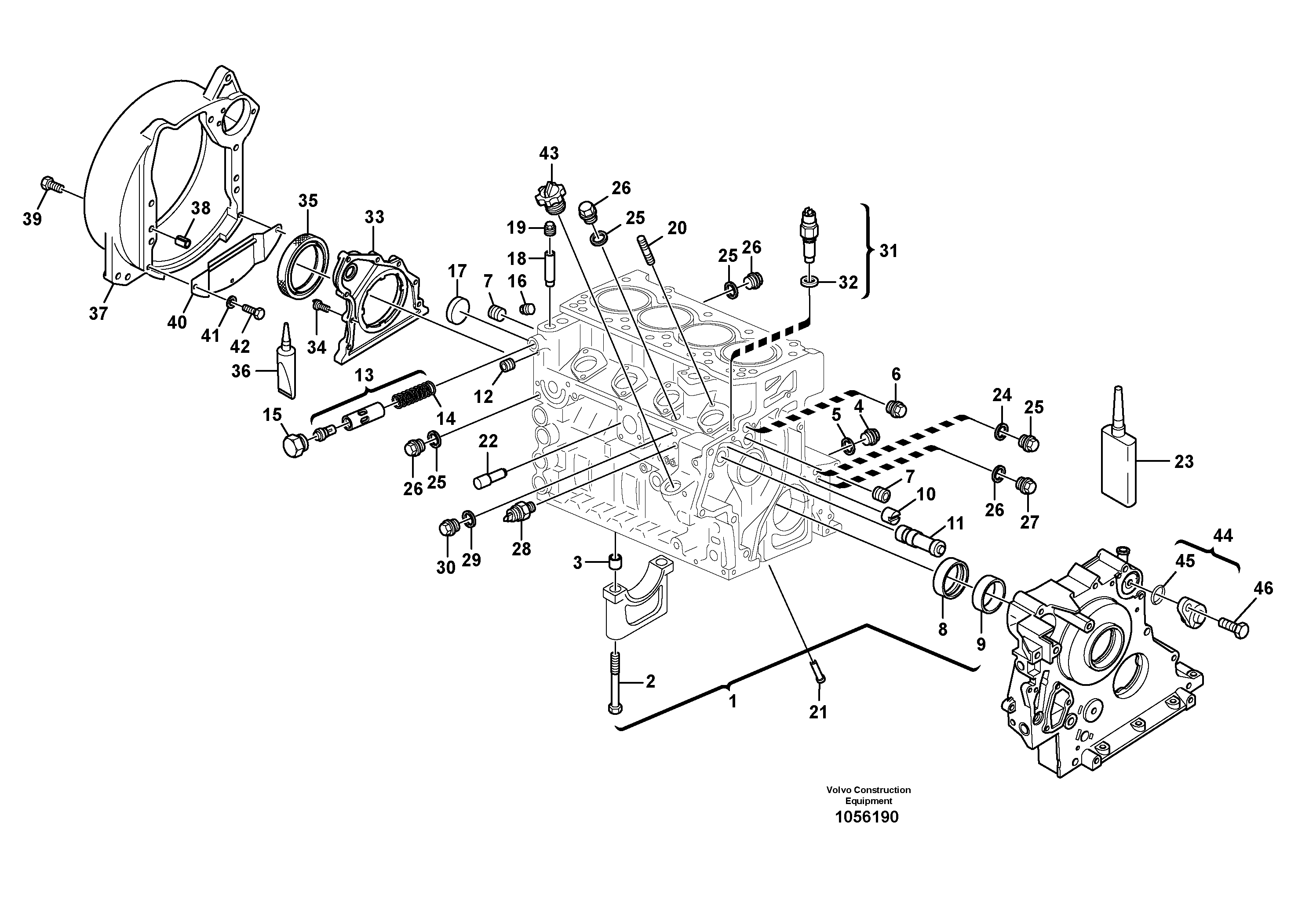 Схема запчастей Volvo L20F - 62184 Engine housing L20F