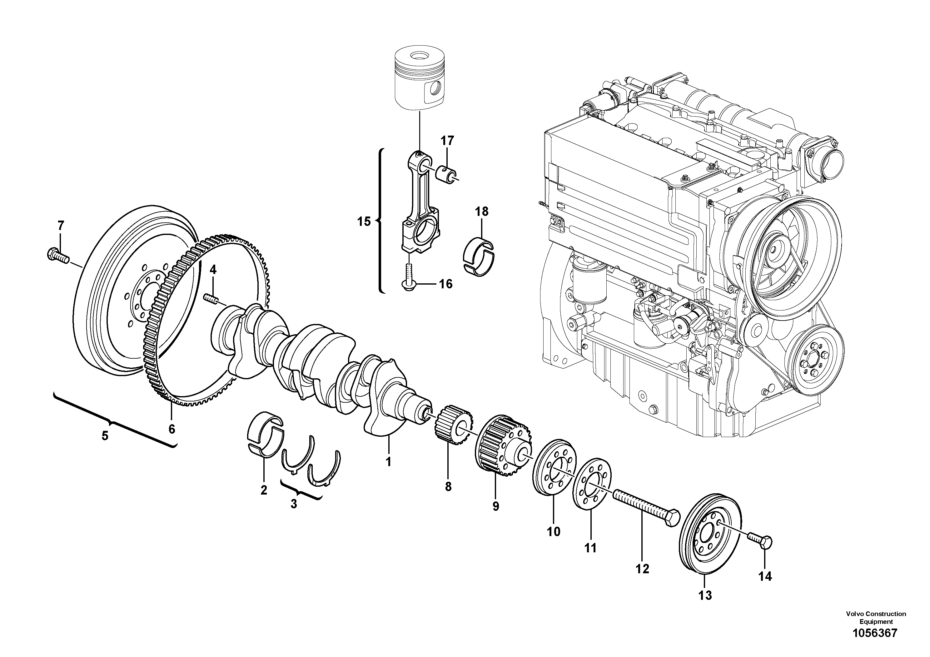 Схема запчастей Volvo L20F - 77750 Коленчатый вал (коленвал) L20F