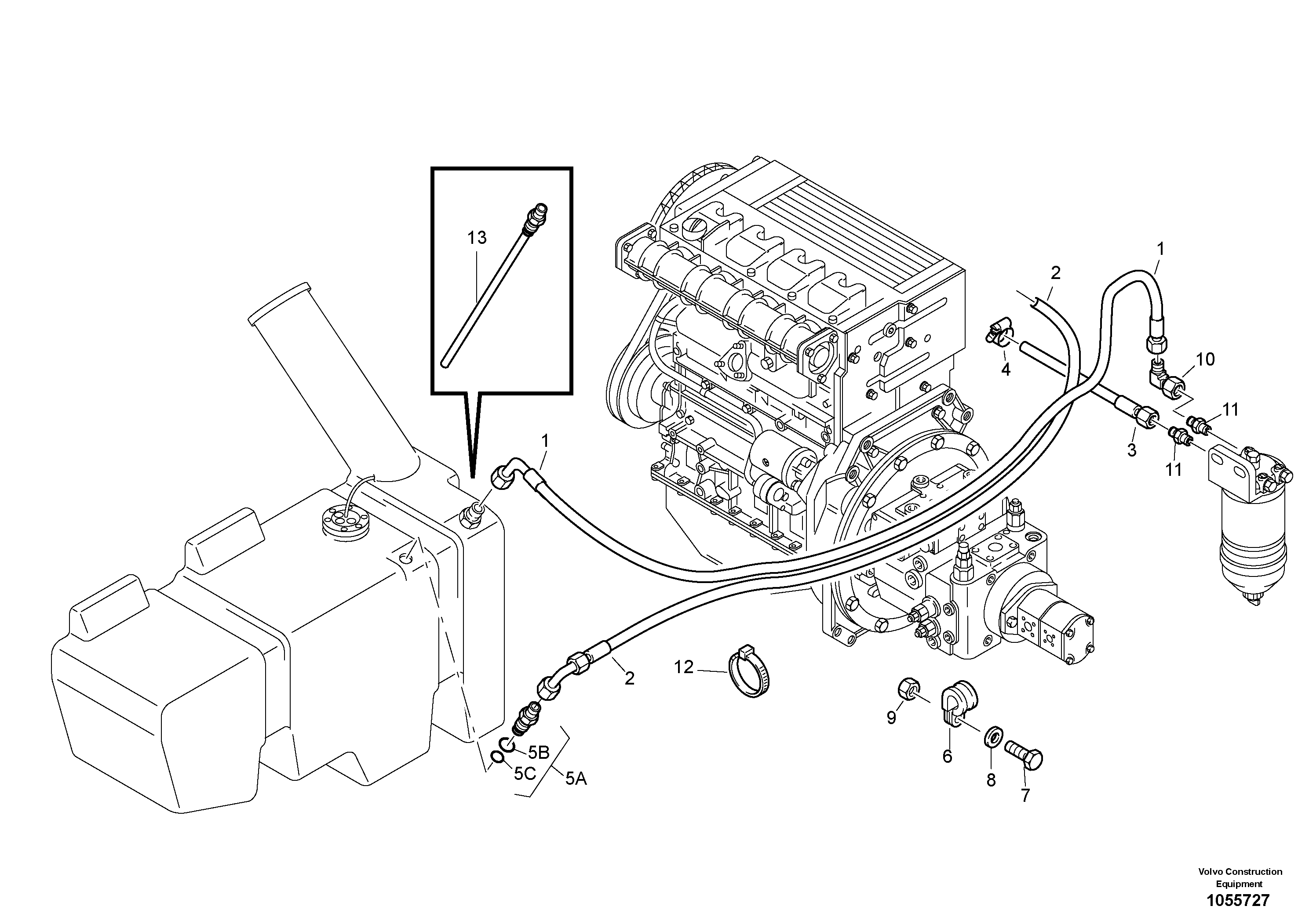 Схема запчастей Volvo L20F - 57186 Fuel pipes L20F