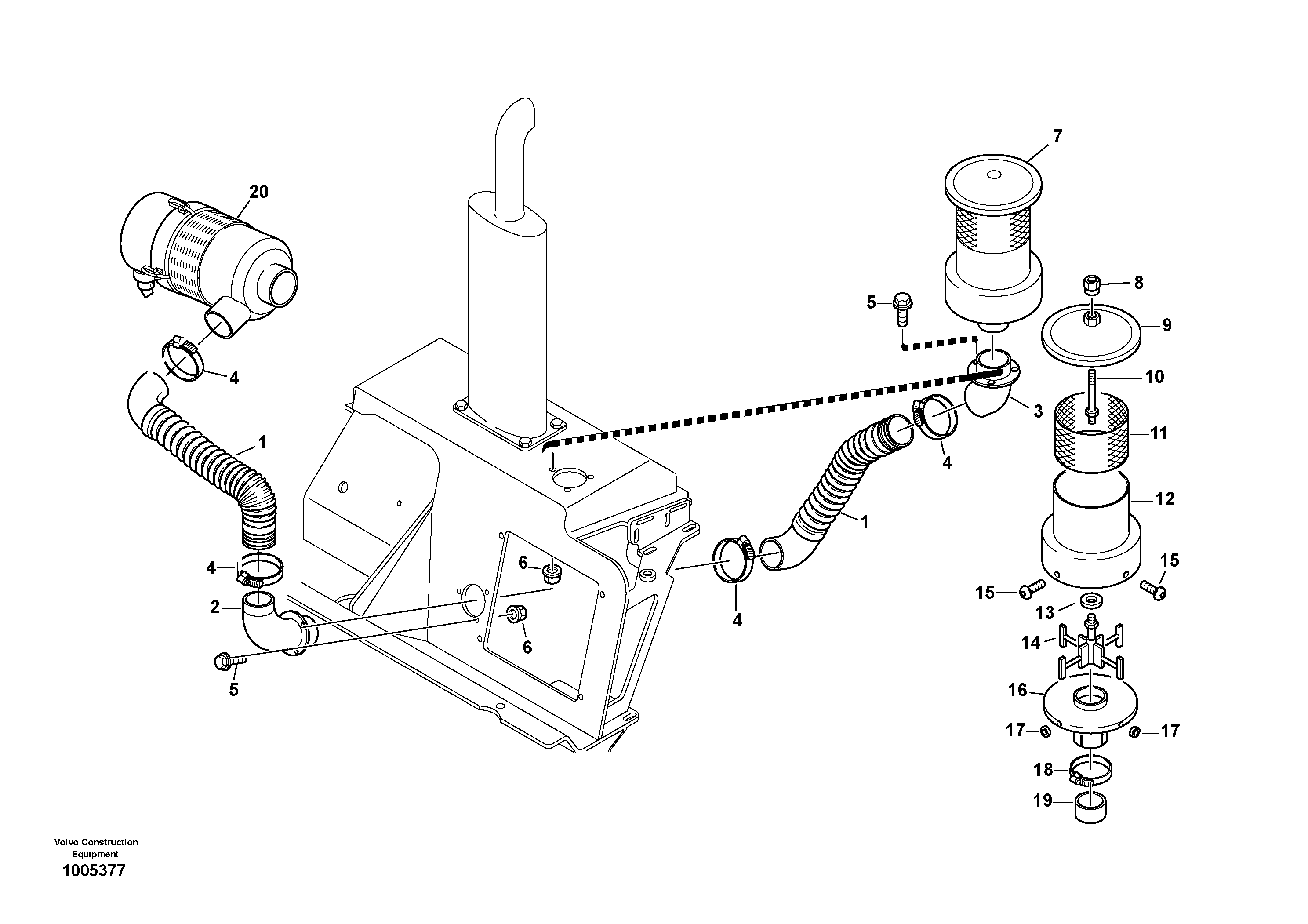Схема запчастей Volvo L20F - 62291 Pre-filter - Turbo II L20F