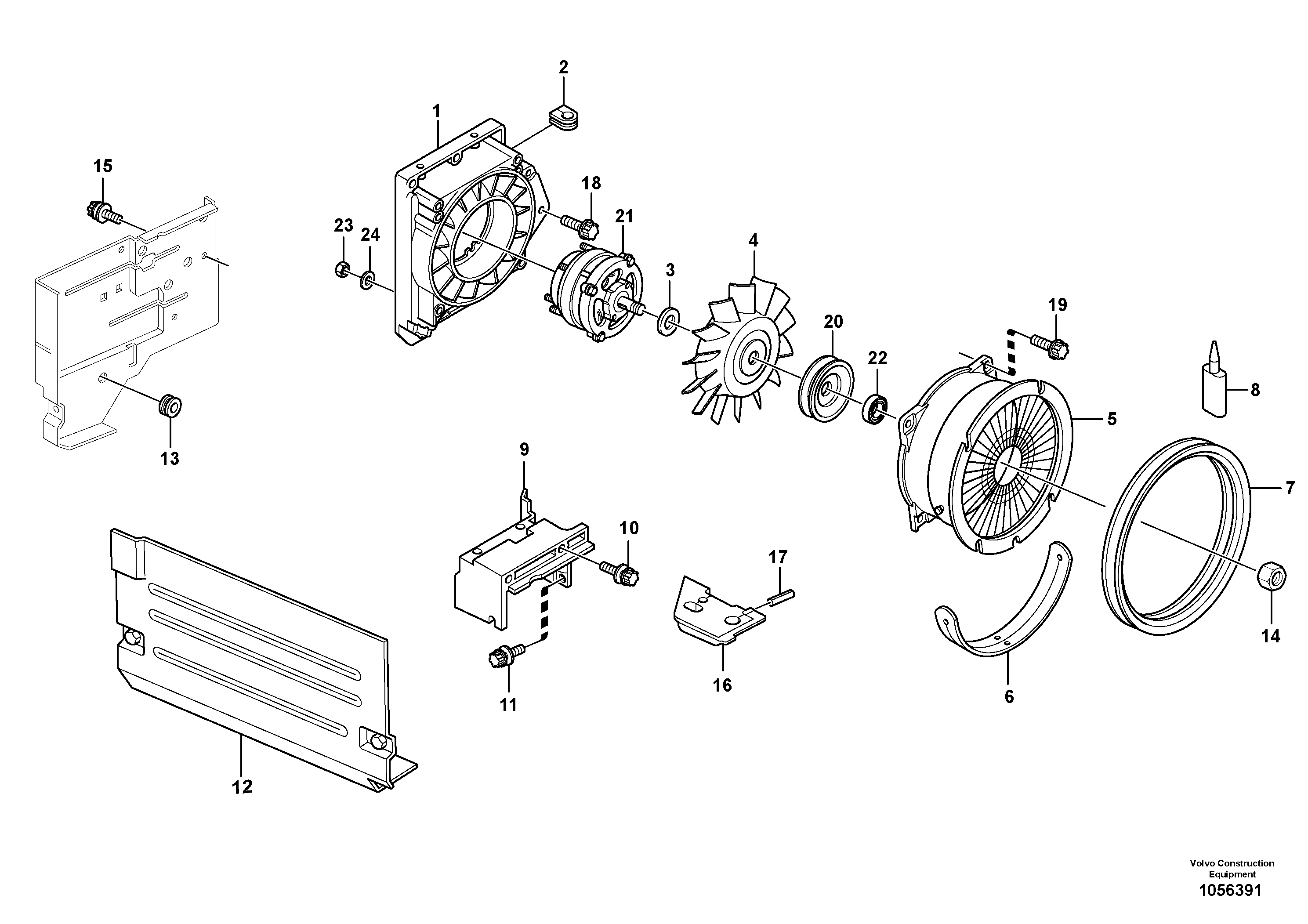 Схема запчастей Volvo L20F - 62294 Fan, Blower casing L20F