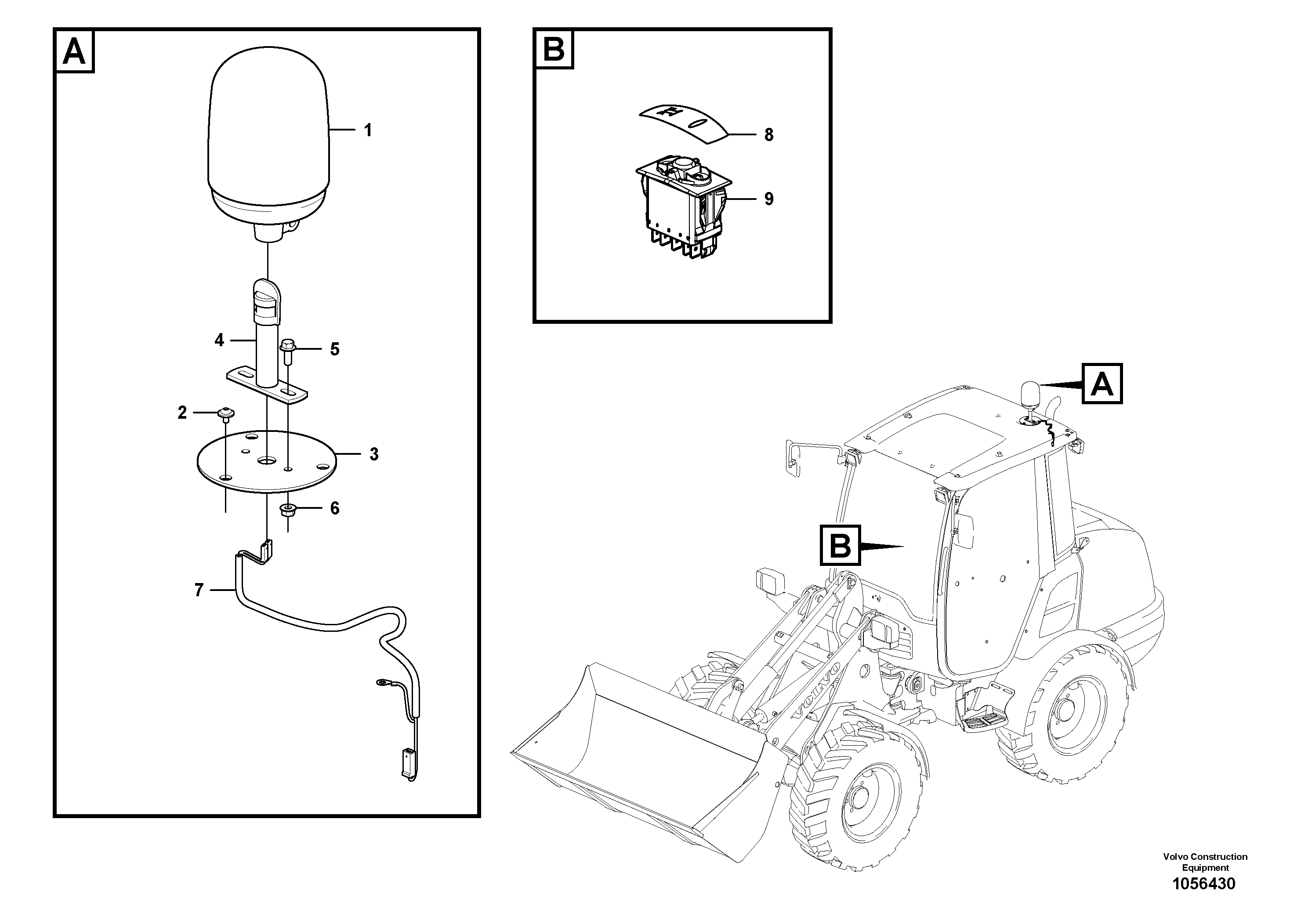 Схема запчастей Volvo L20F - 86734 Rotating beacon L20F