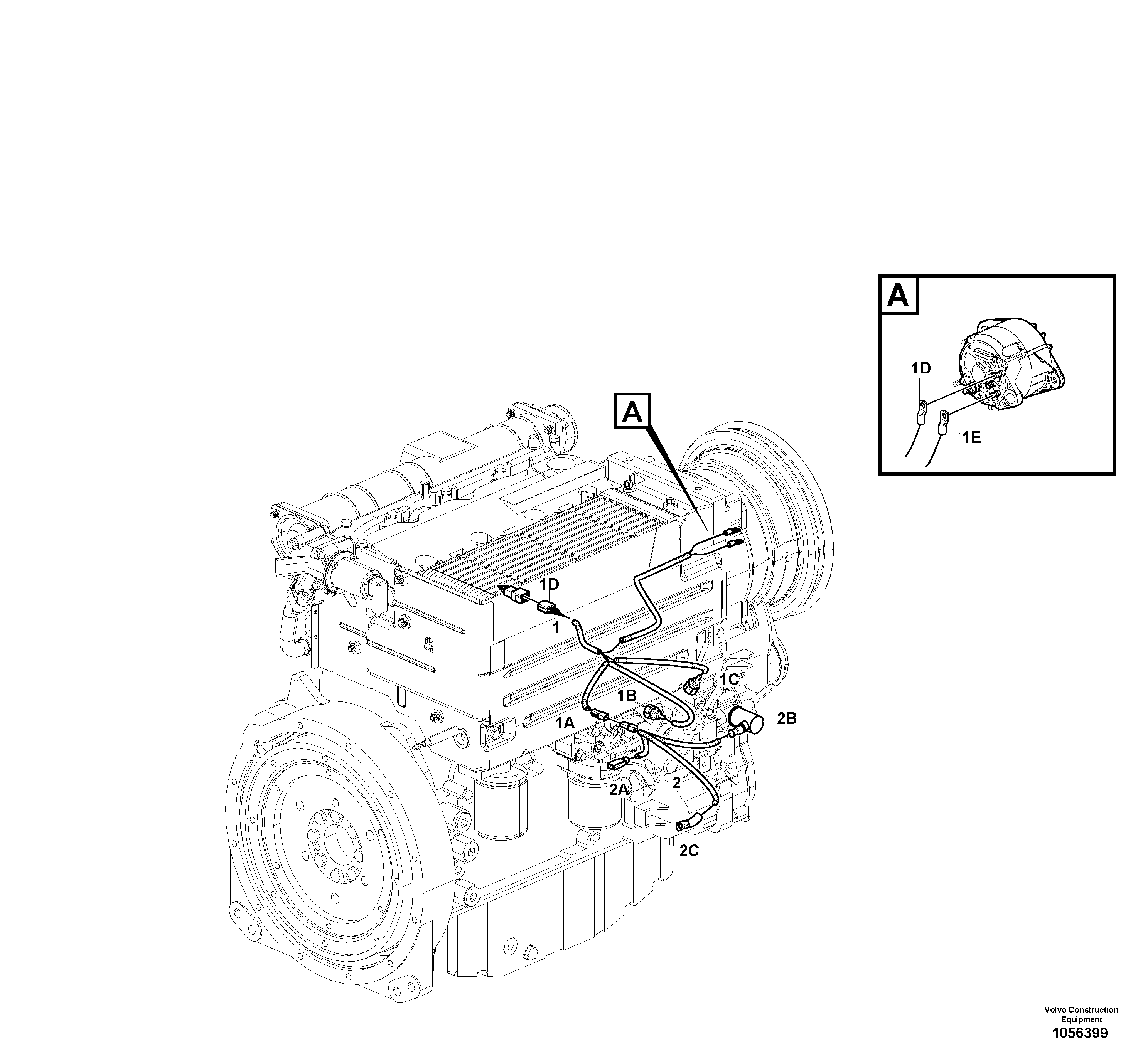Схема запчастей Volvo L20F - 30056 Cable harness, engine L20F