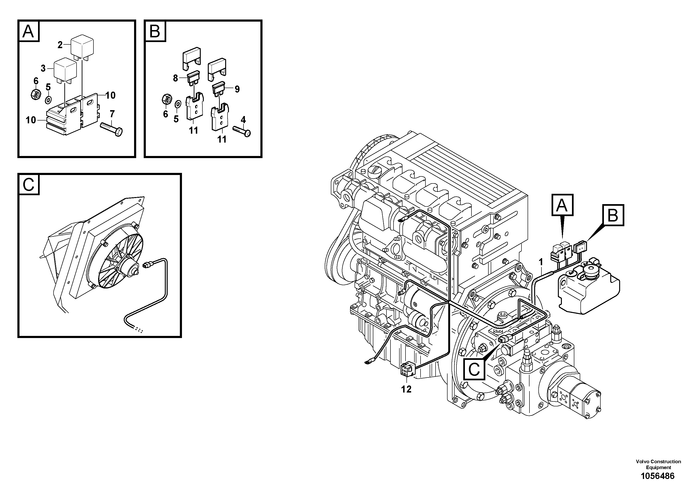 Схема запчастей Volvo L20F - 30331 Cable harness, fan L20F