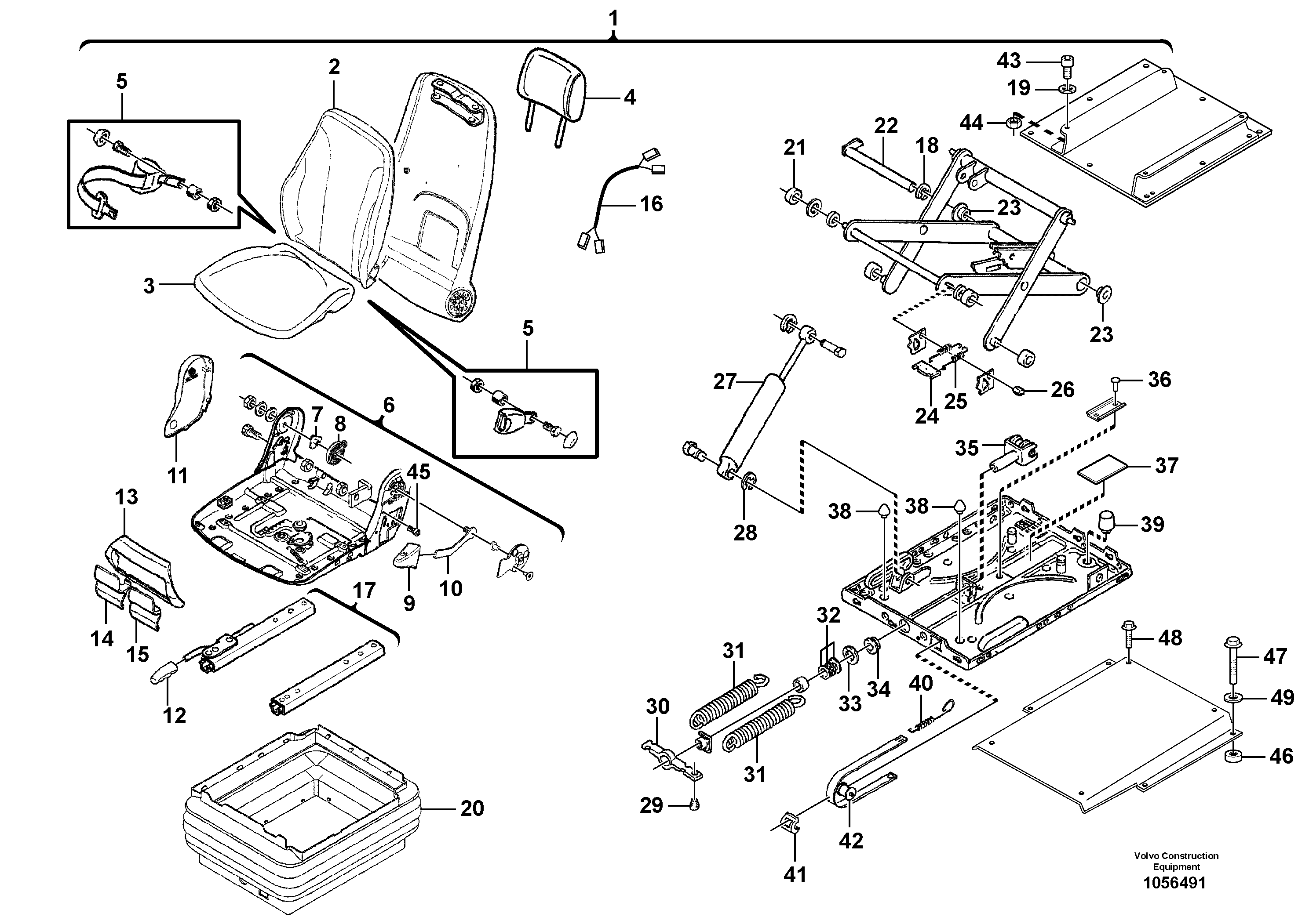 Схема запчастей Volvo L20F - 67224 Drivers seat L20F