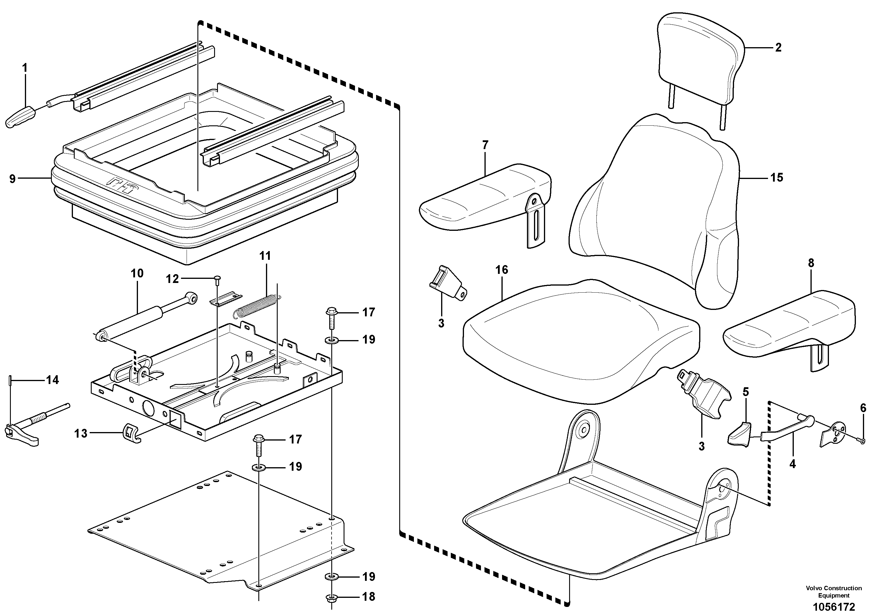 Схема запчастей Volvo L20F - 82167 Drivers seat L20F