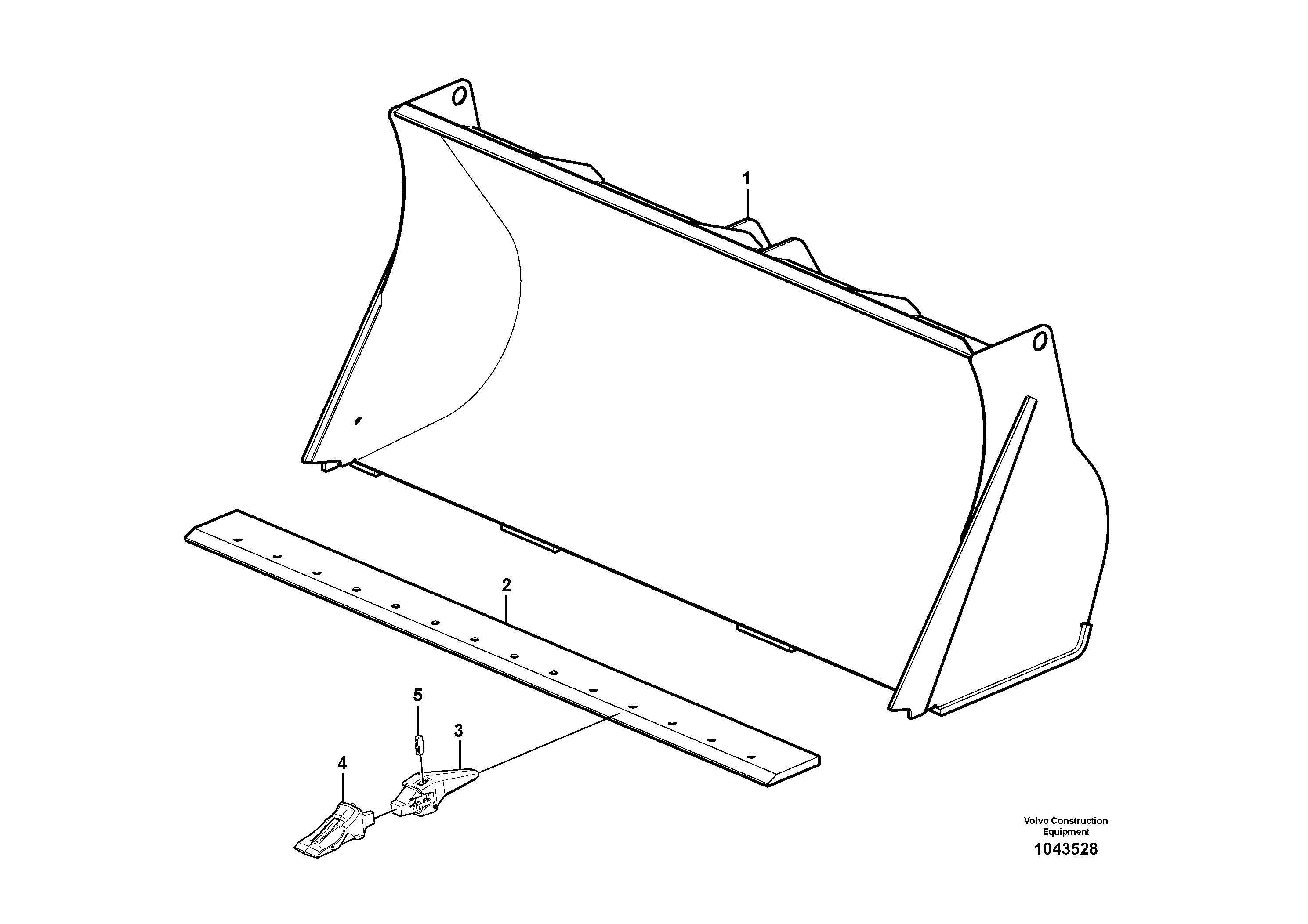 Схема запчастей Volvo L25F - 100299 Bucket, straight with teeth ATTACHMENTS ATT. COMPACT WHEEL LOADERS GEN. F