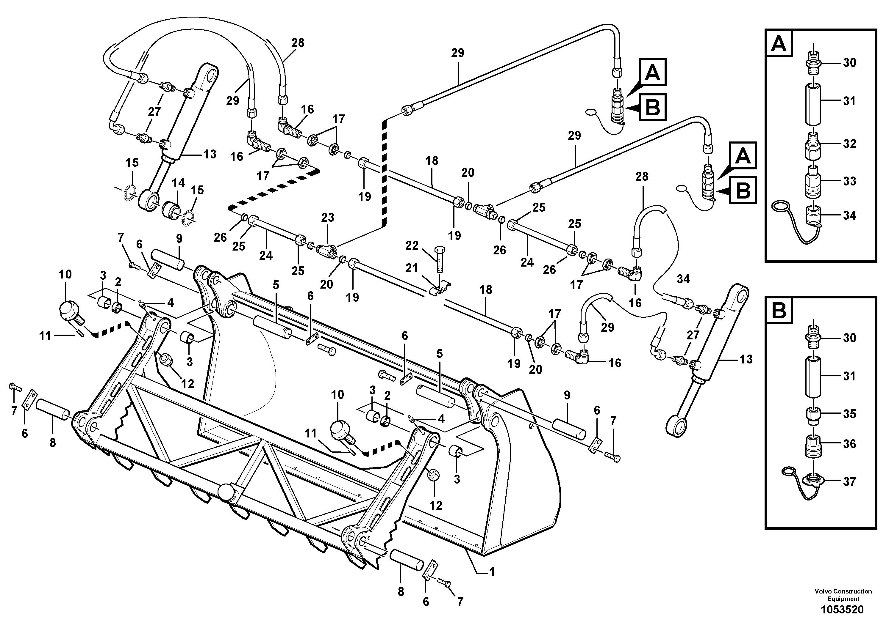 Схема запчастей Volvo L25F - 102644 Clamp bucket ATTACHMENTS ATT. COMPACT WHEEL LOADERS GEN. F