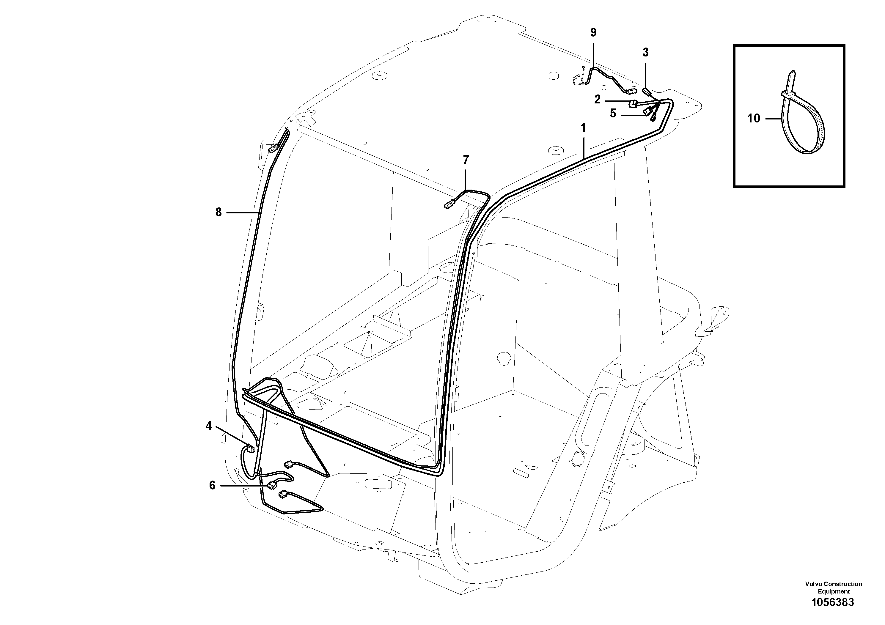 Схема запчастей Volvo L25F - 70733 Cable harness, ceiling L25F