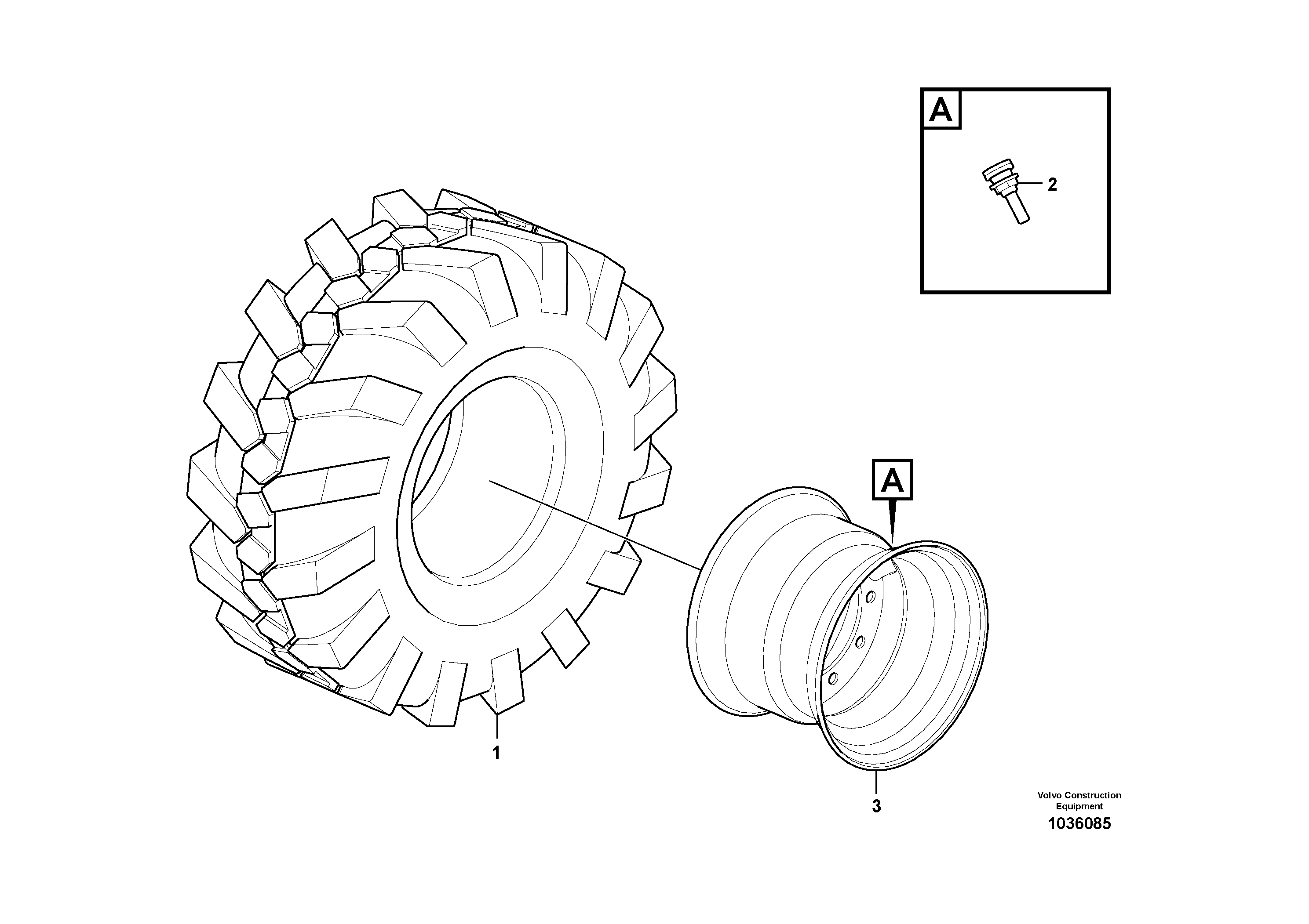 Схема запчастей Volvo L25F - 39710 Wheel and tire L25F