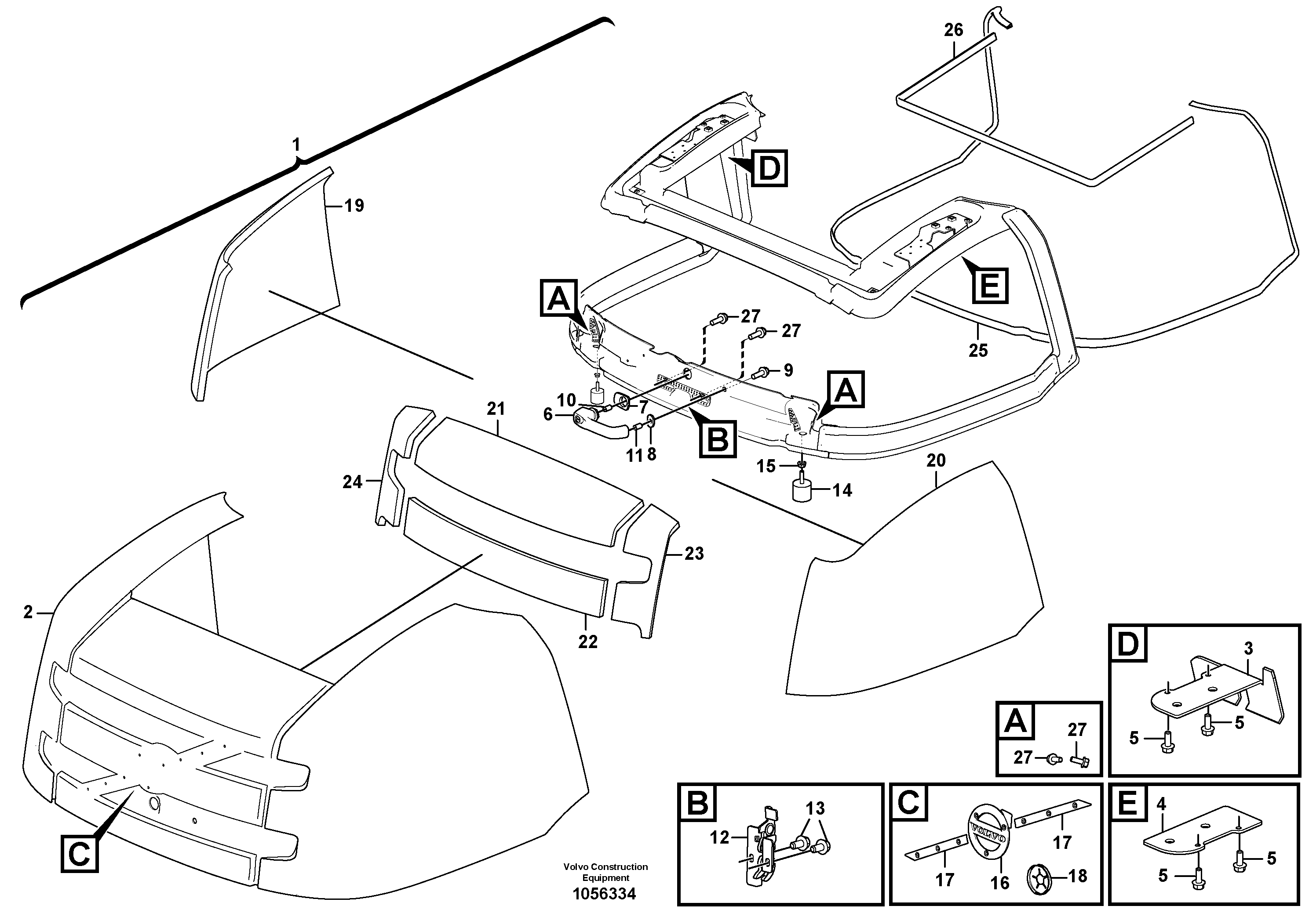 Схема запчастей Volvo L25F - 106928 Engine hood L25F