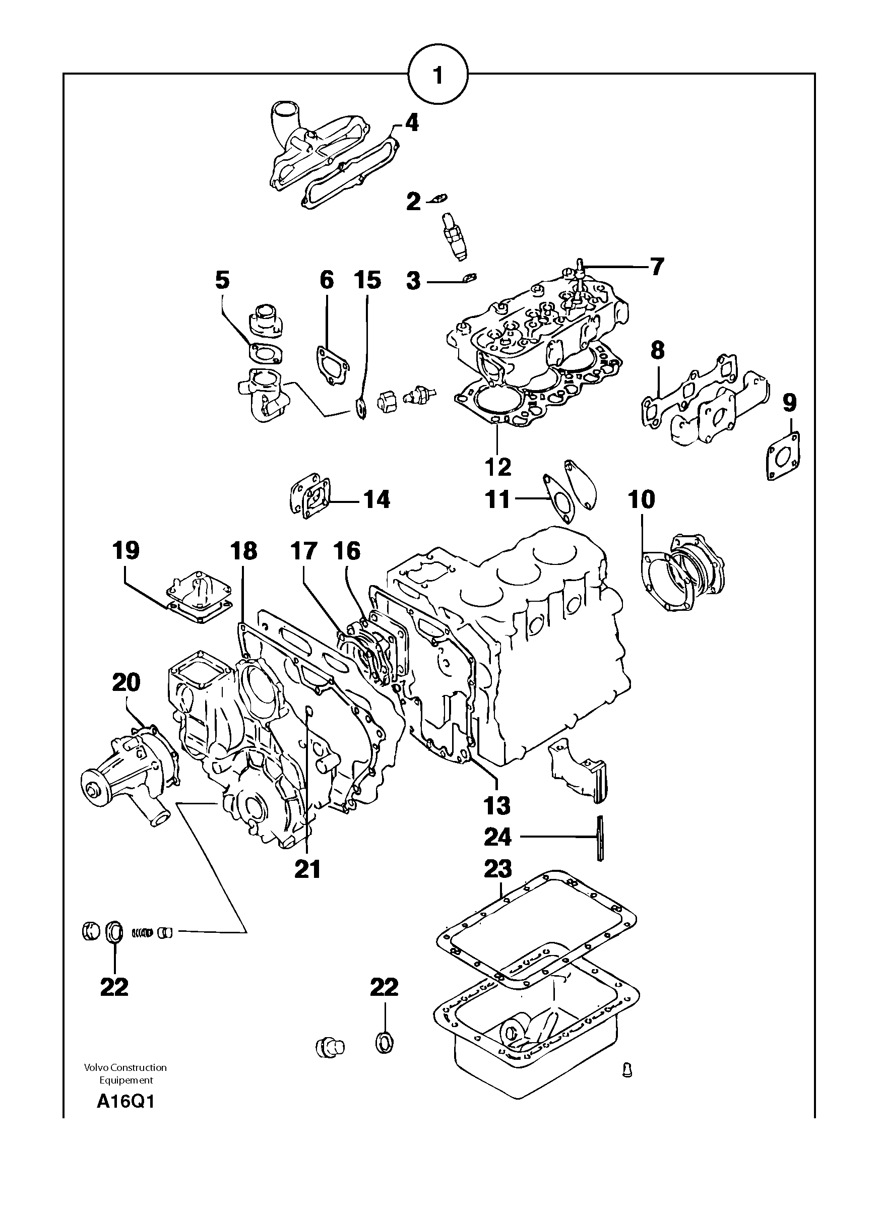 Схема запчастей Volvo EC14 TYPE 246, 271 - 104422 Engine gasket kit 