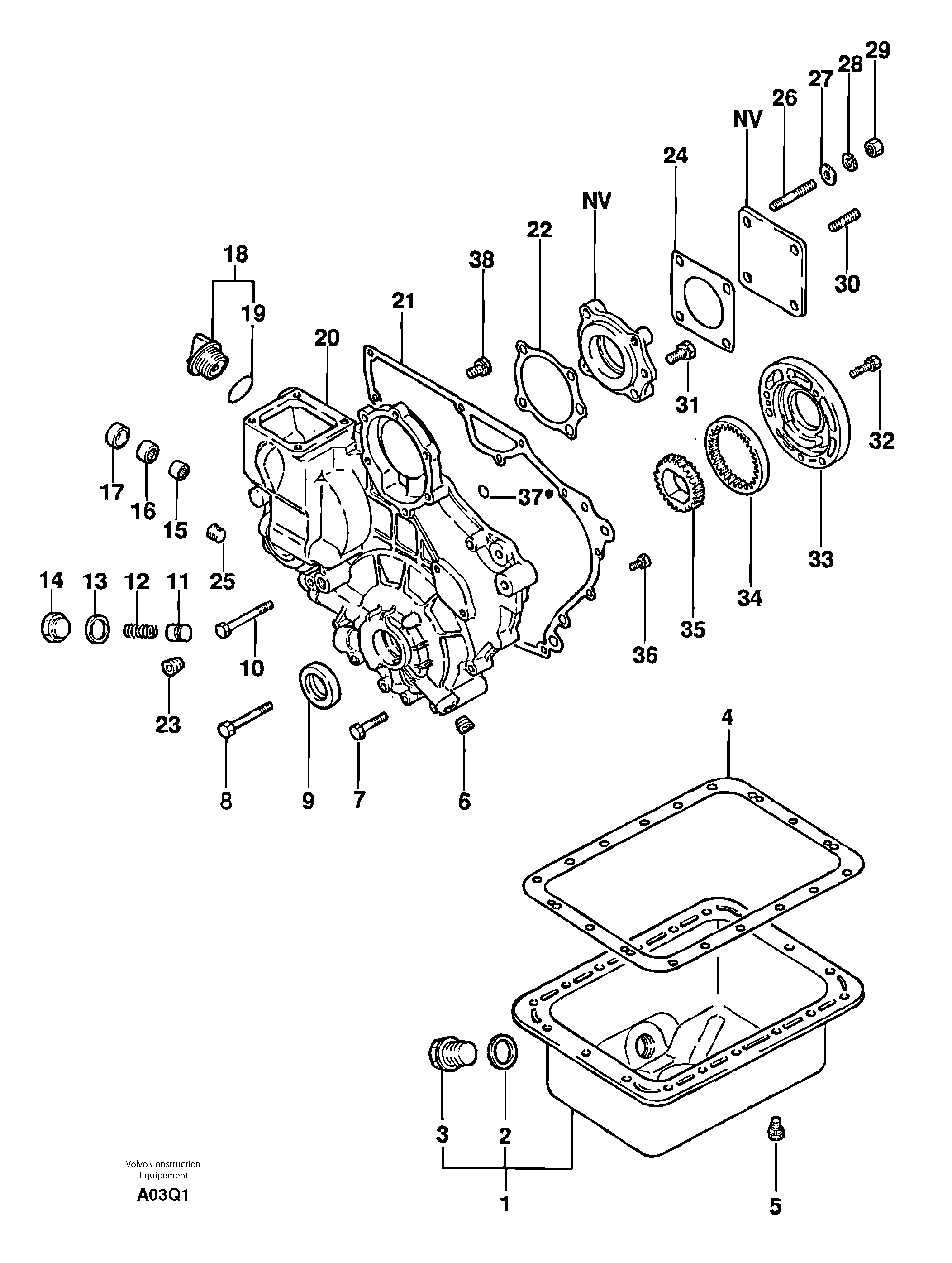 Схема запчастей Volvo EC14 TYPE 246, 271 - 24337 Timing gear casing 