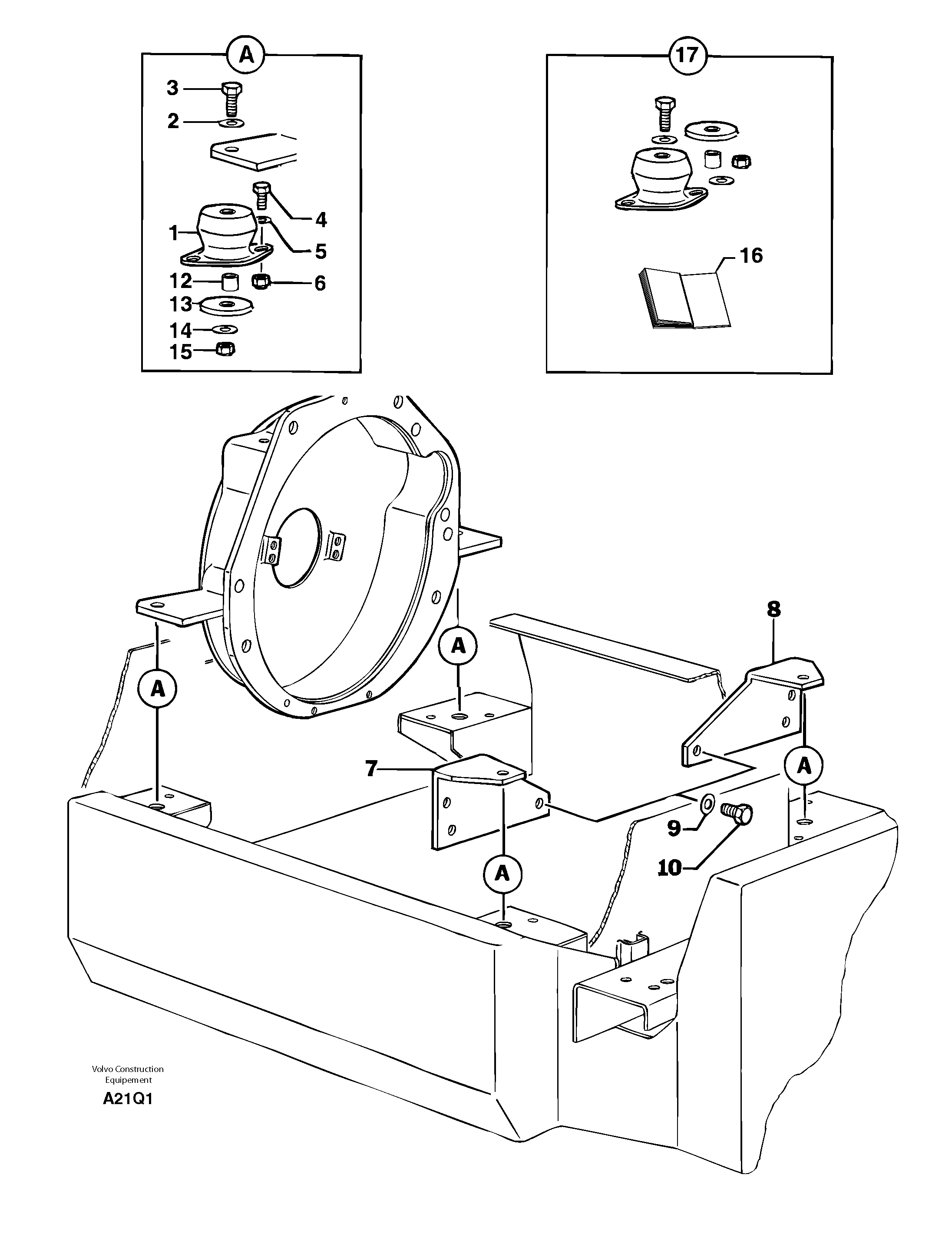 Схема запчастей Volvo EC14 TYPE 246, 271 - 24354 Engine mounts 