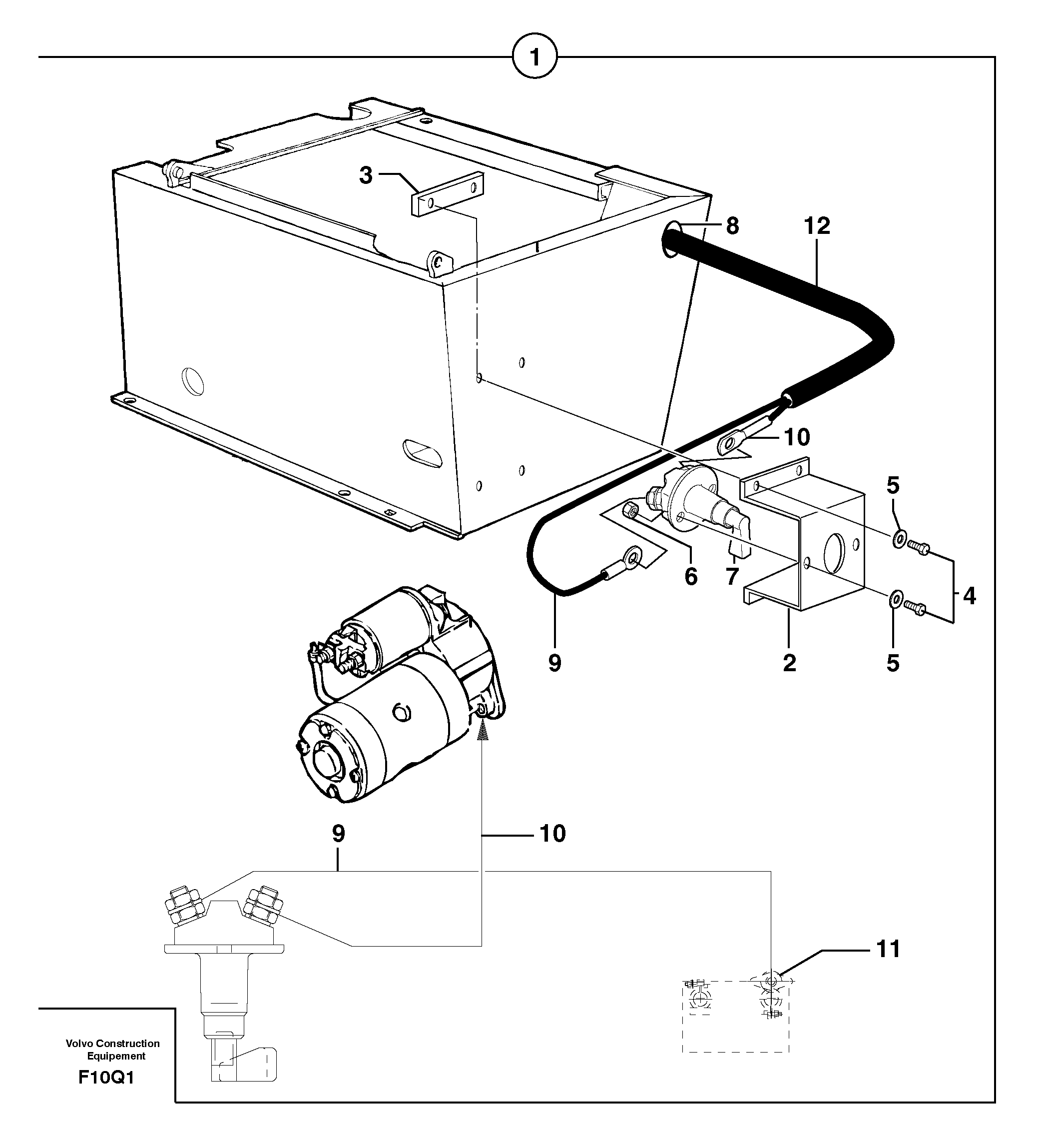 Схема запчастей Volvo EC14 TYPE 246, 271 - 92224 Battery cut-out 