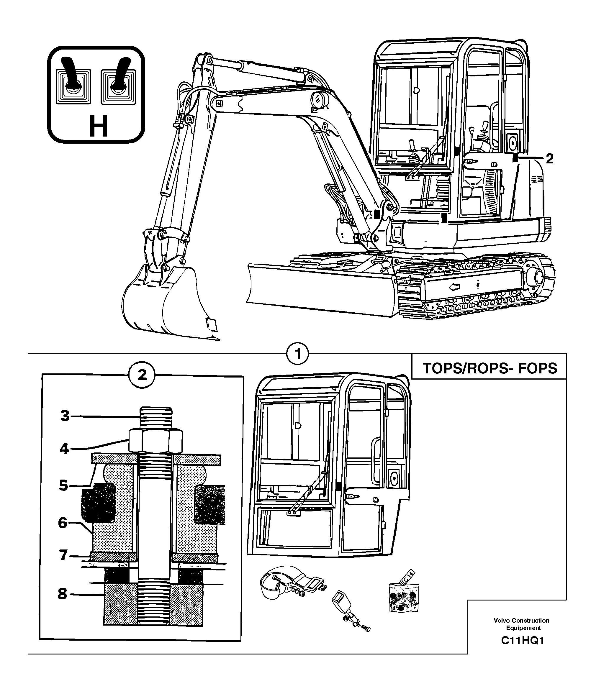 Схема запчастей Volvo EC14 TYPE 246, 271 - 21331 Equipped cabin 