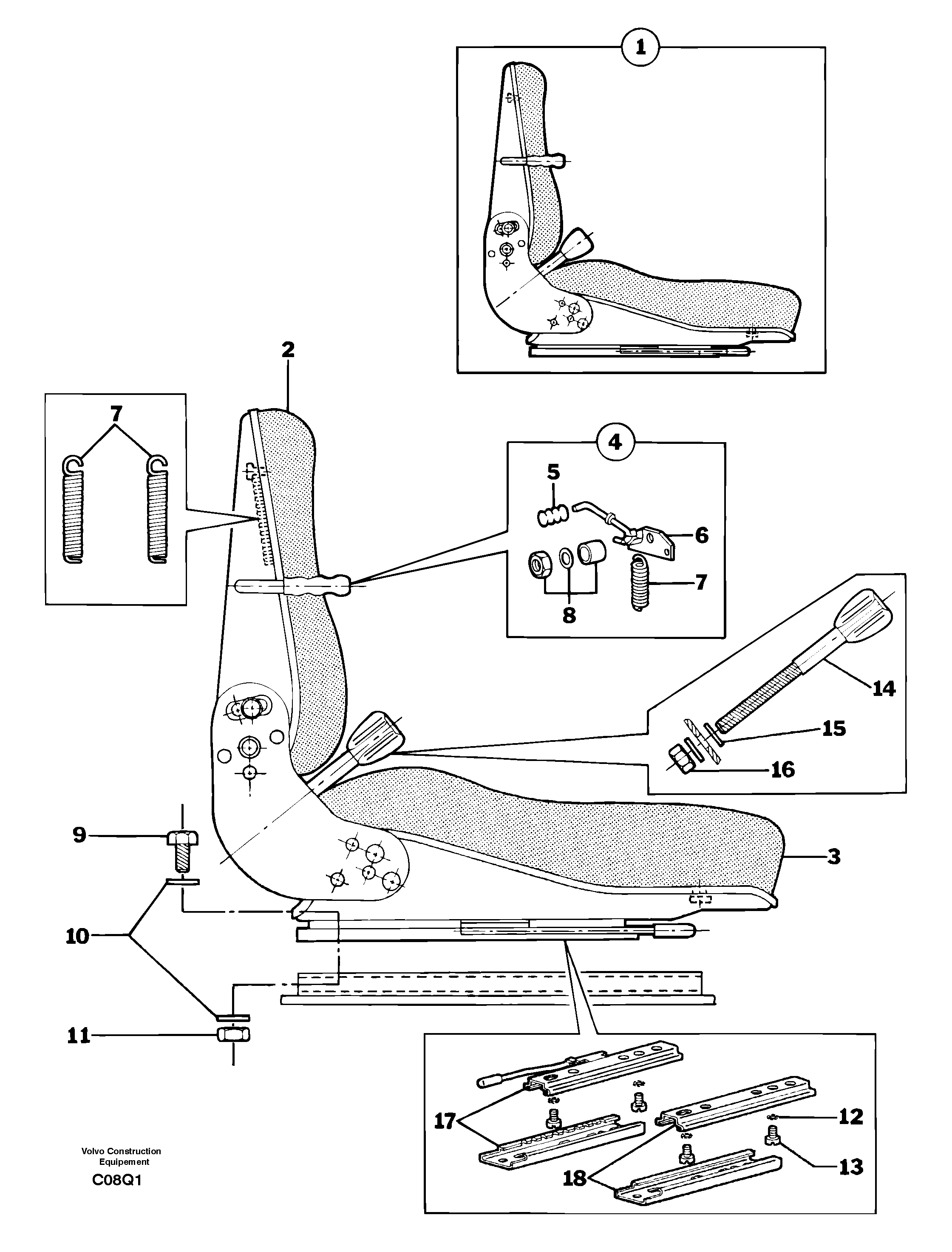 Схема запчастей Volvo EC14 TYPE 246, 271 - 21336 Suspended seat 