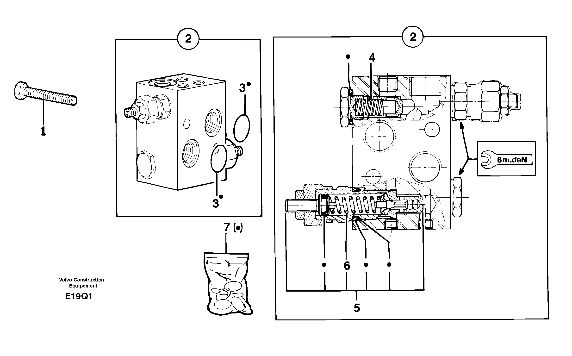 Схема запчастей Volvo EC14 TYPE 246, 271 - 17579 Pressure relief valve ( slewing ) 