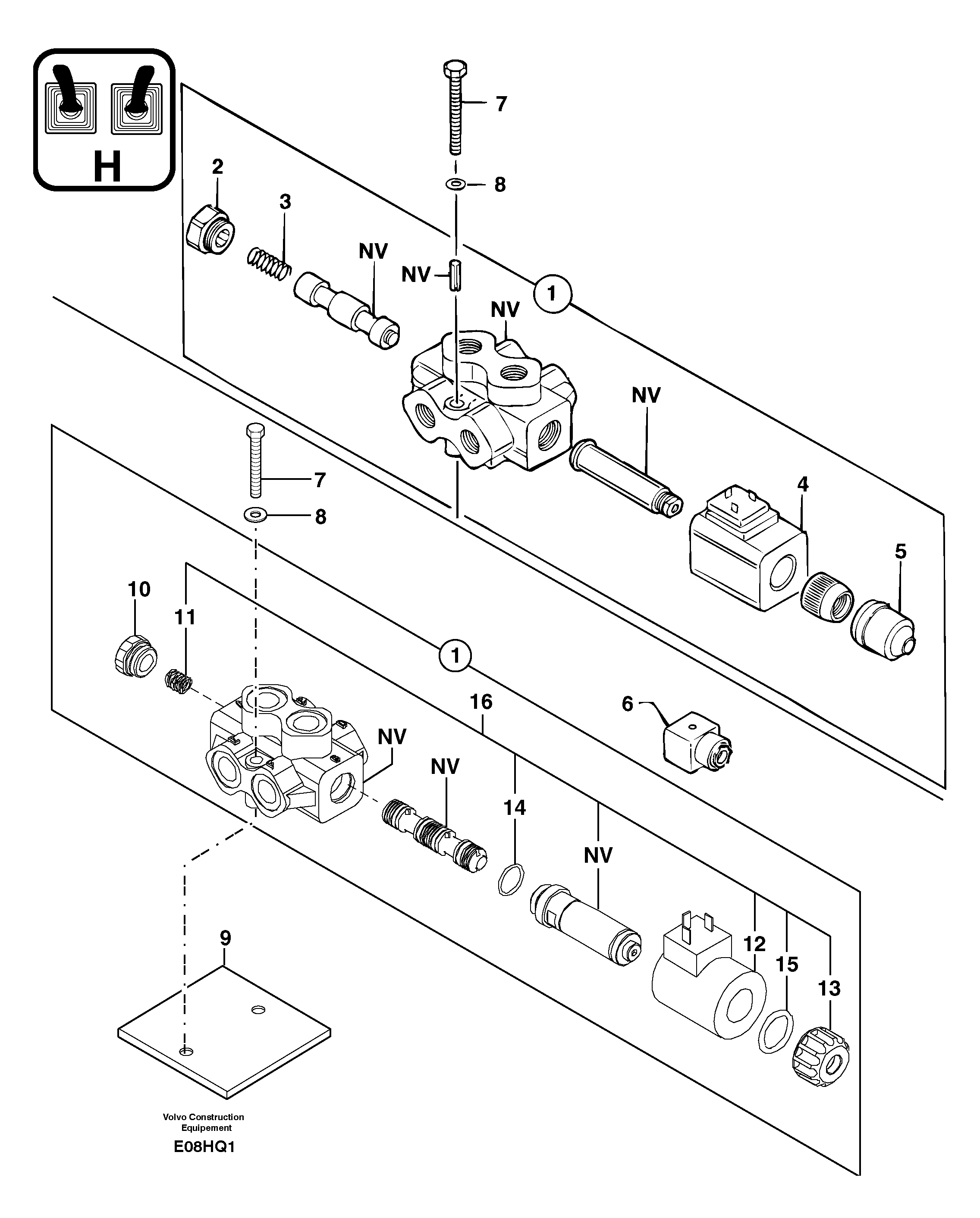 Схема запчастей Volvo EC14 TYPE 246, 271 - 22715 Slewing-offset selector switch 