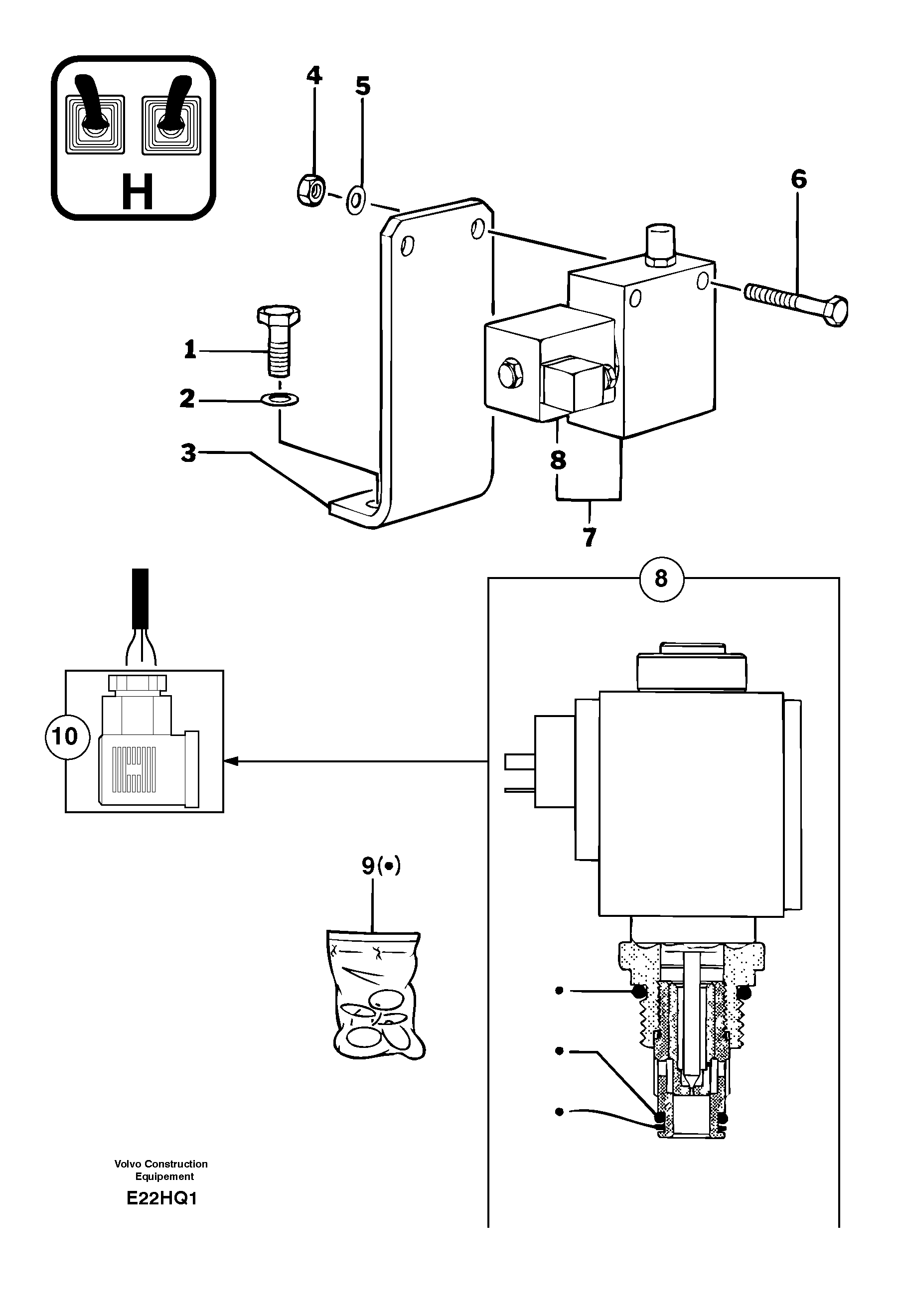 Схема запчастей Volvo EC14 TYPE 246, 271 - 25875 Hydraulic servo-assistance control lever 