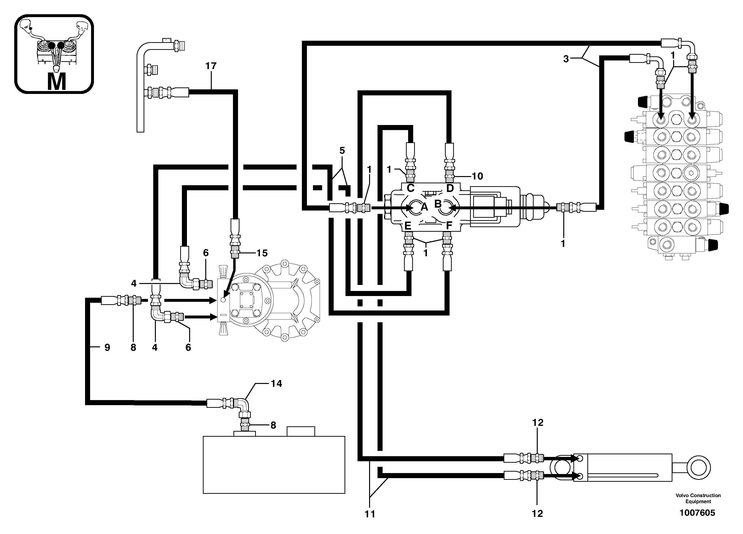 Схема запчастей Volvo EC14 TYPE 246, 271 - 21116 Hydr. circuit. ( boom slewing / offset ) 