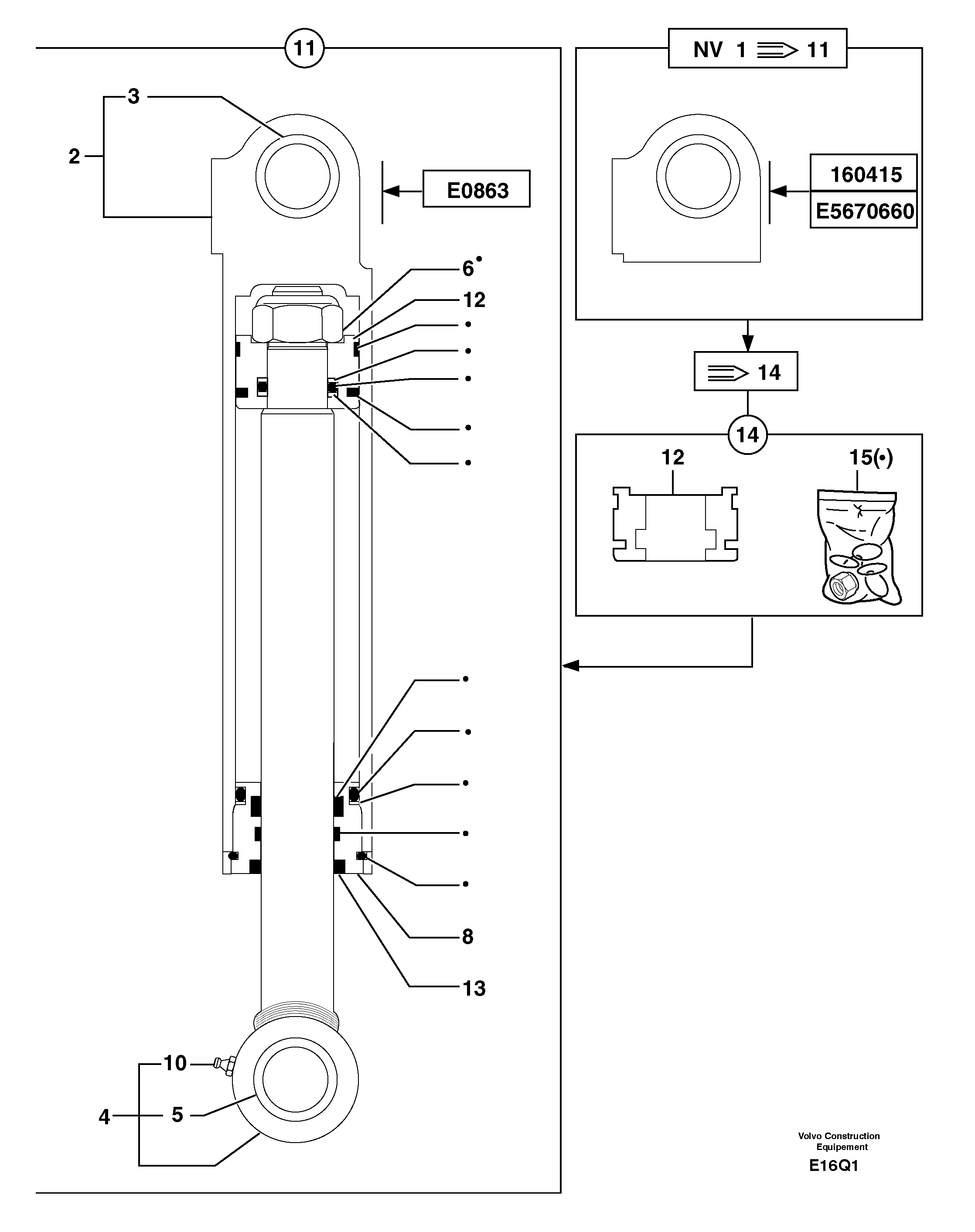 Схема запчастей Volvo EC14 TYPE 246, 271 - 21944 Boom offset cylinder 