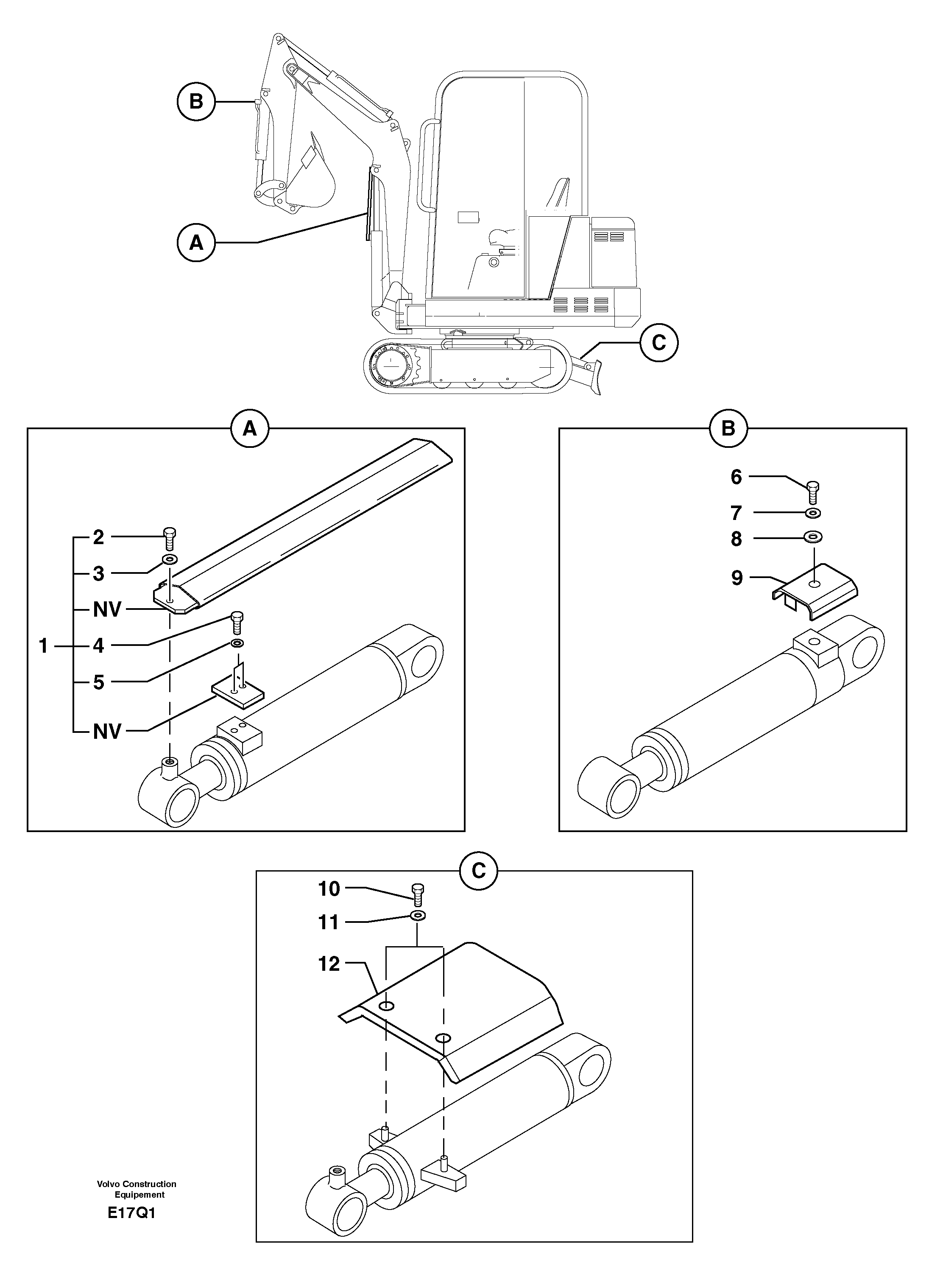 Схема запчастей Volvo EC14 TYPE 246, 271 - 106797 Cylinder rod protection 