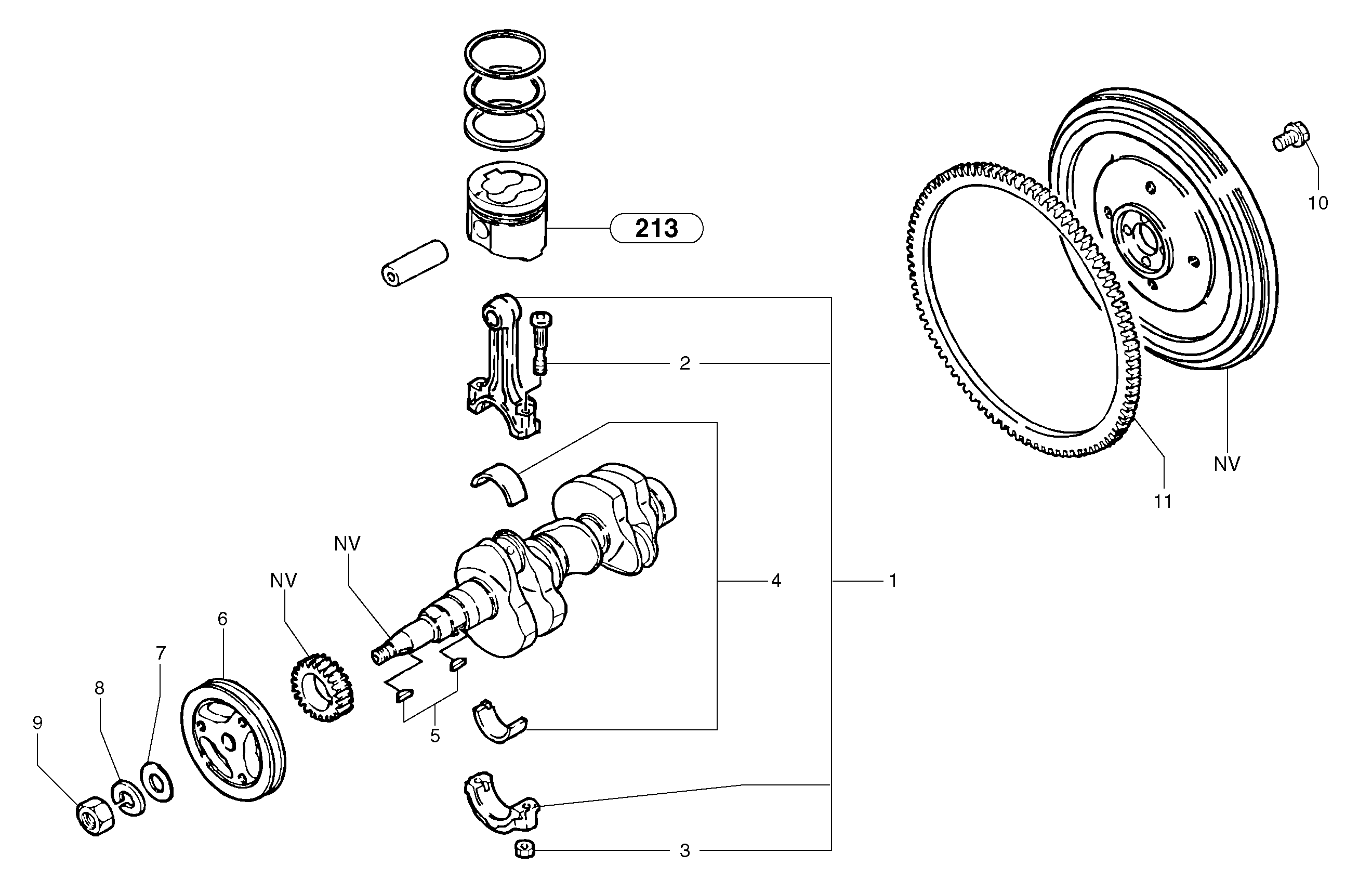 Схема запчастей Volvo EC20 TYPE 263 XT/XTV - 9090 Connecting rods (us) 