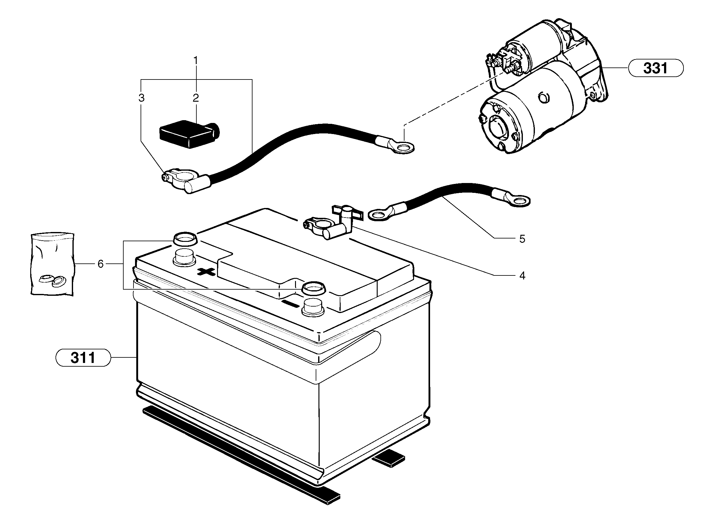 Схема запчастей Volvo EC20 TYPE 263 XT/XTV - 6313 Electrical system / battery 