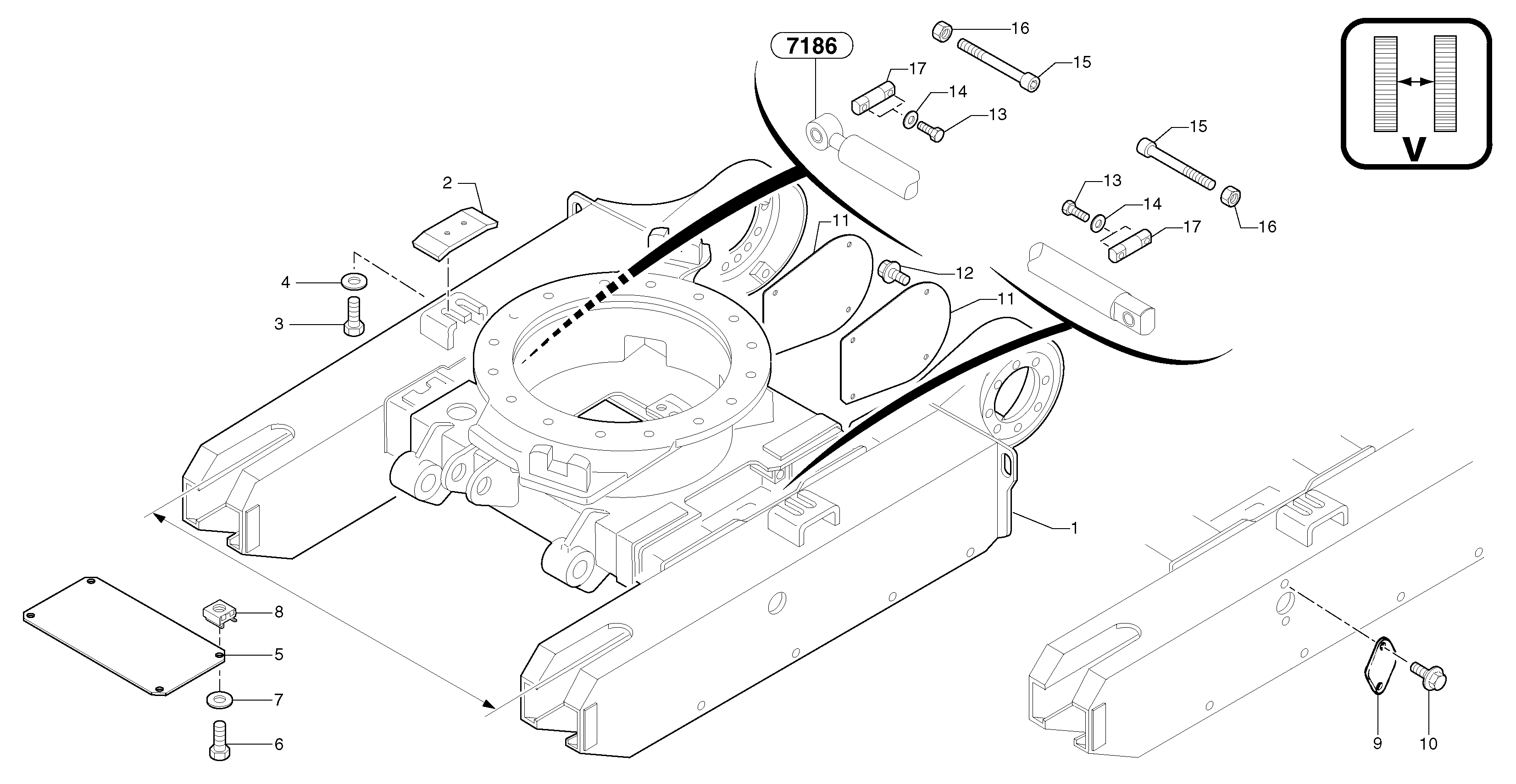 Схема запчастей Volvo EC20 TYPE 263 XT/XTV - 85558 Lower frame / variable track 