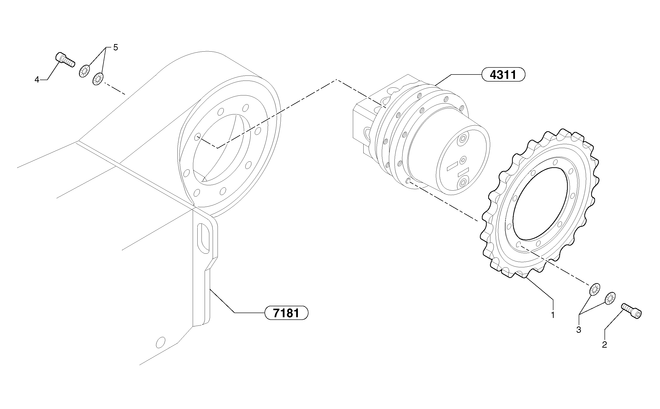 Схема запчастей Volvo EC20 TYPE 263 XT/XTV - 12533 Travelling gear motor assy / sprocket 