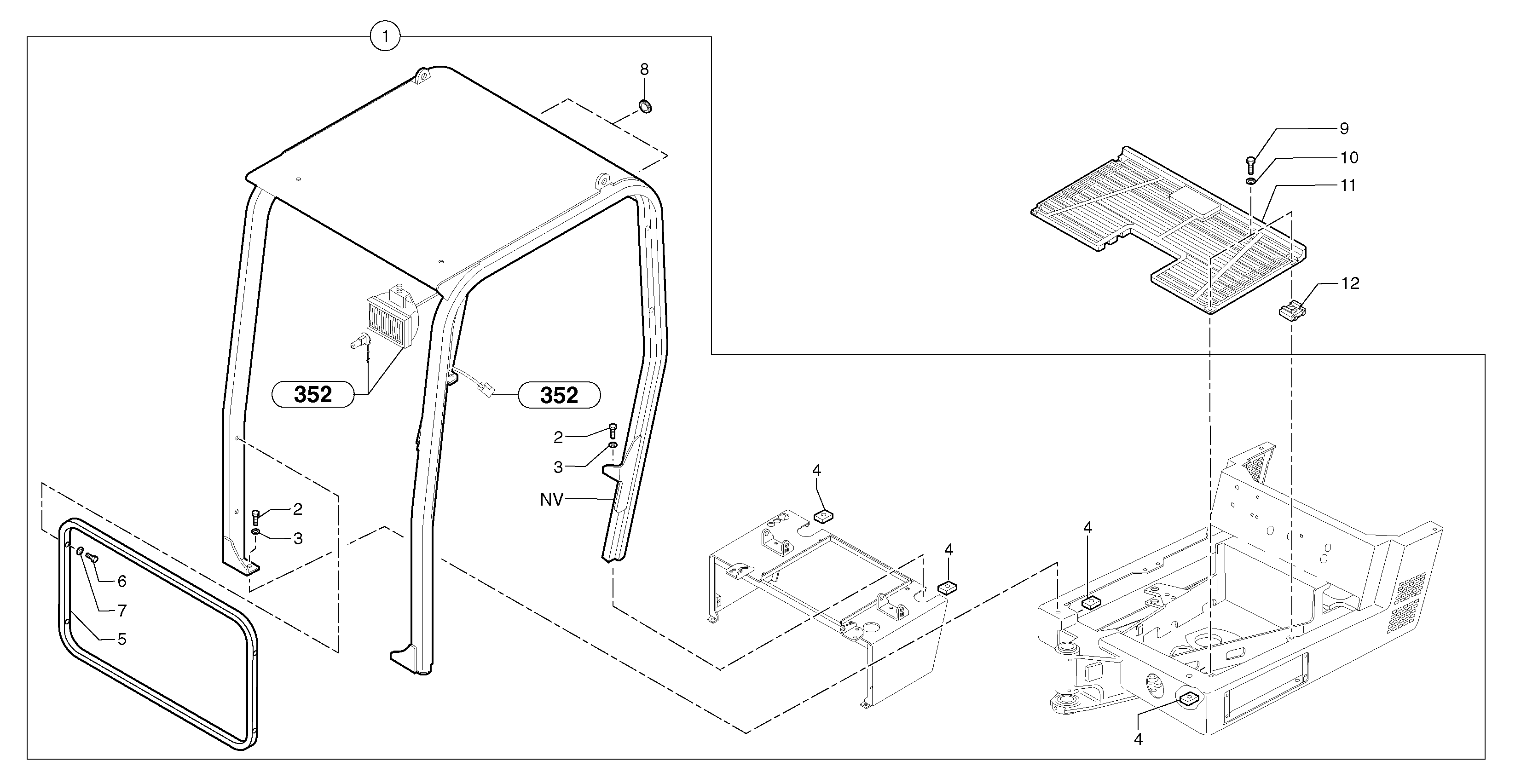 Схема запчастей Volvo EC20 TYPE 263 XT/XTV - 8743 Canopy 