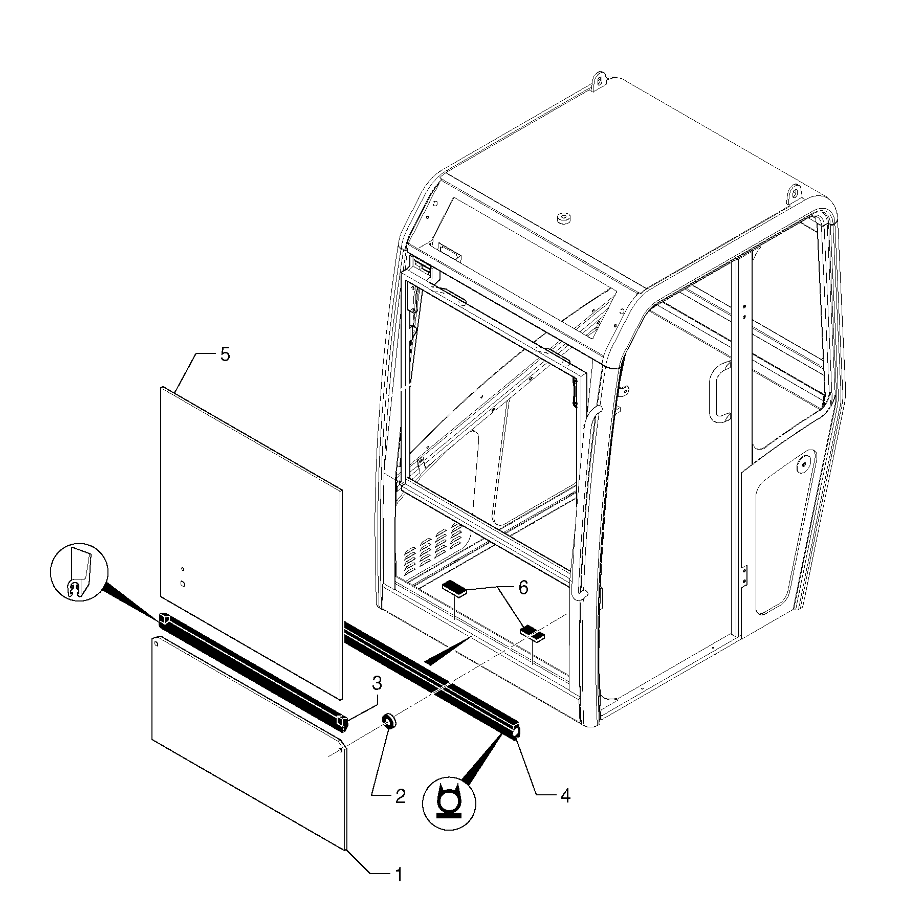 Схема запчастей Volvo EC20 TYPE 263 XT/XTV - 74138 Cab : windshield 