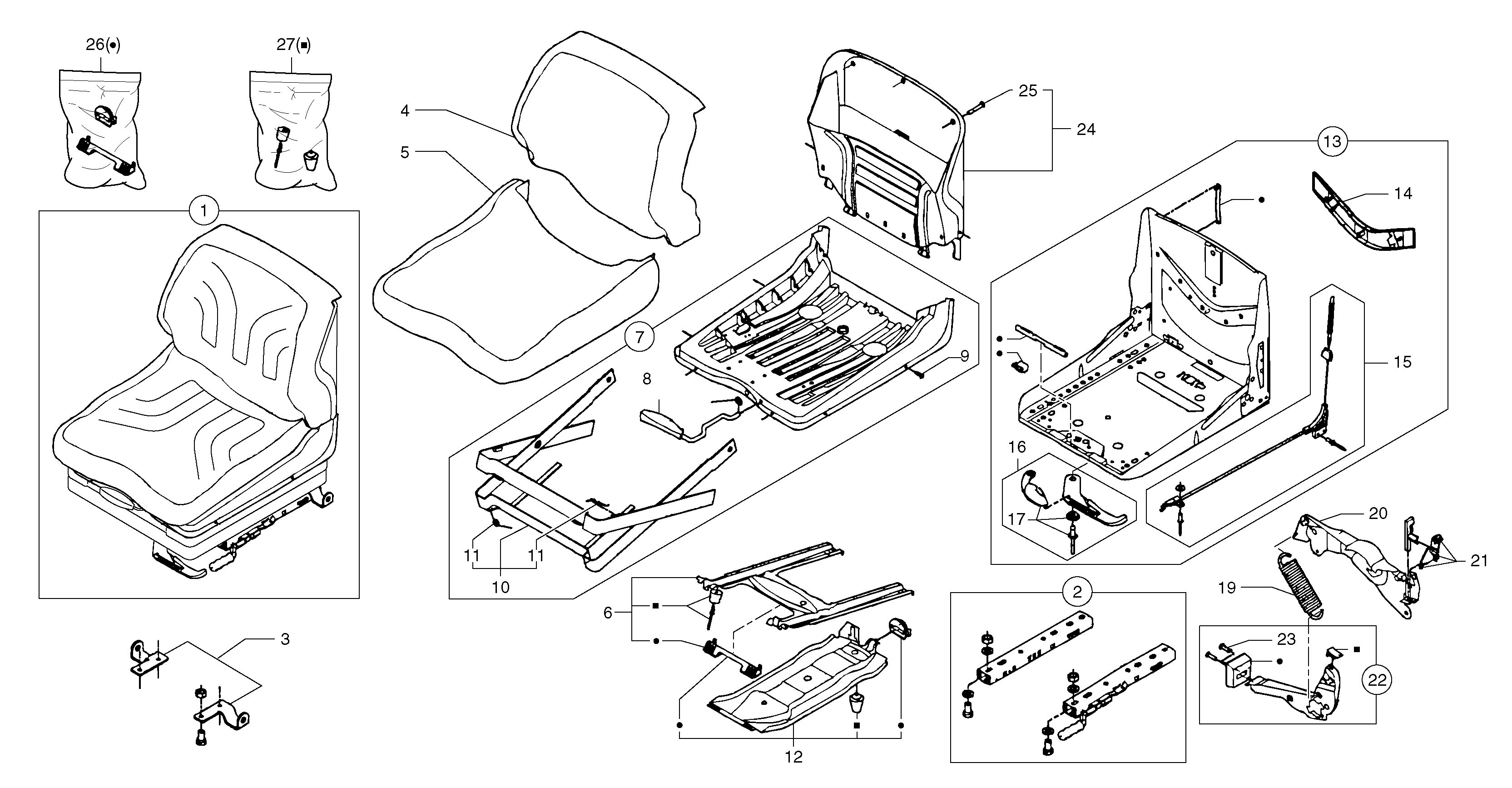 Схема запчастей Volvo EC20 TYPE 263 XT/XTV - 8937 Suspended seat 