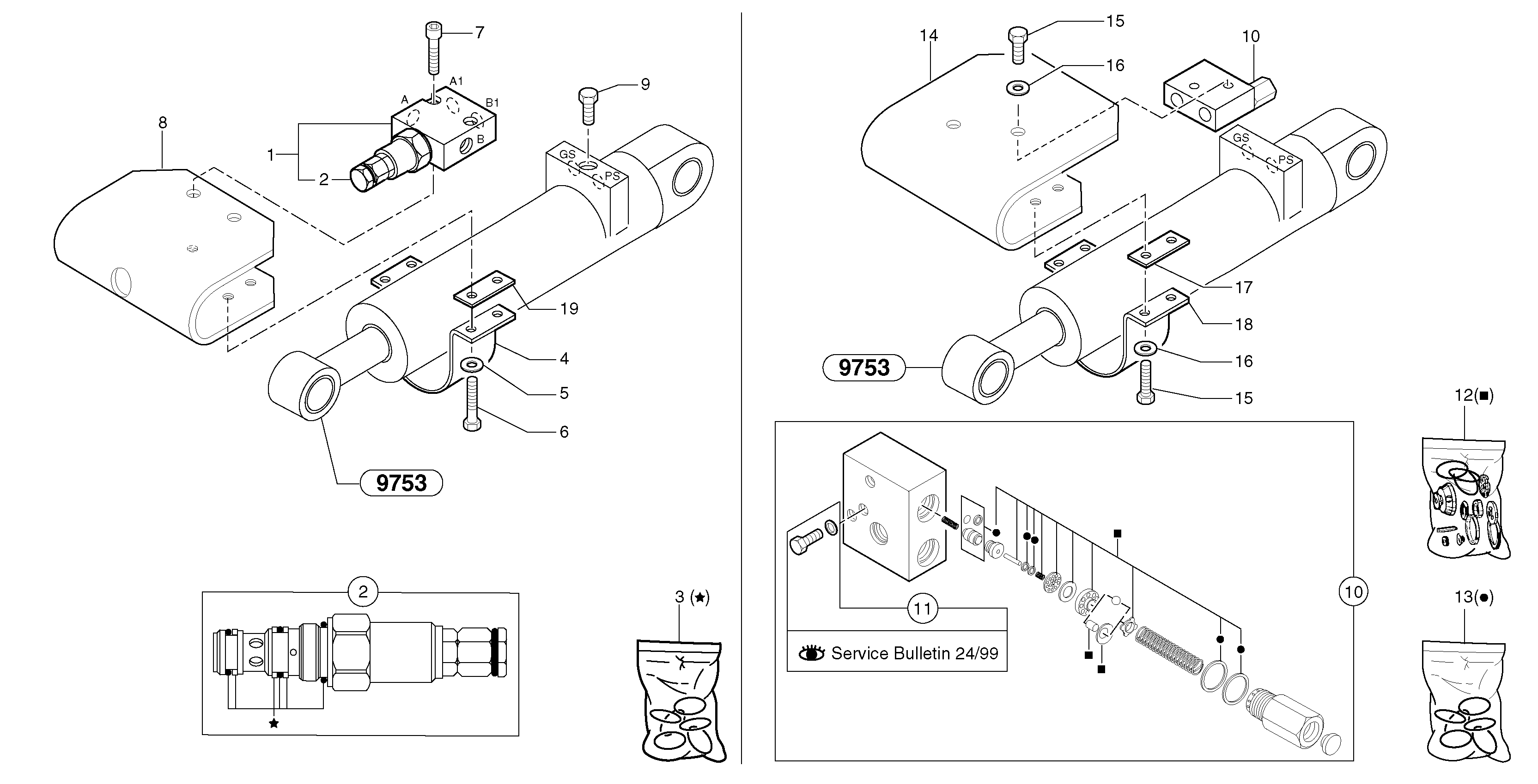 Схема запчастей Volvo EC20 TYPE 263 XT/XTV - 106159 Safety valve ( dipper arm cylinder ) 