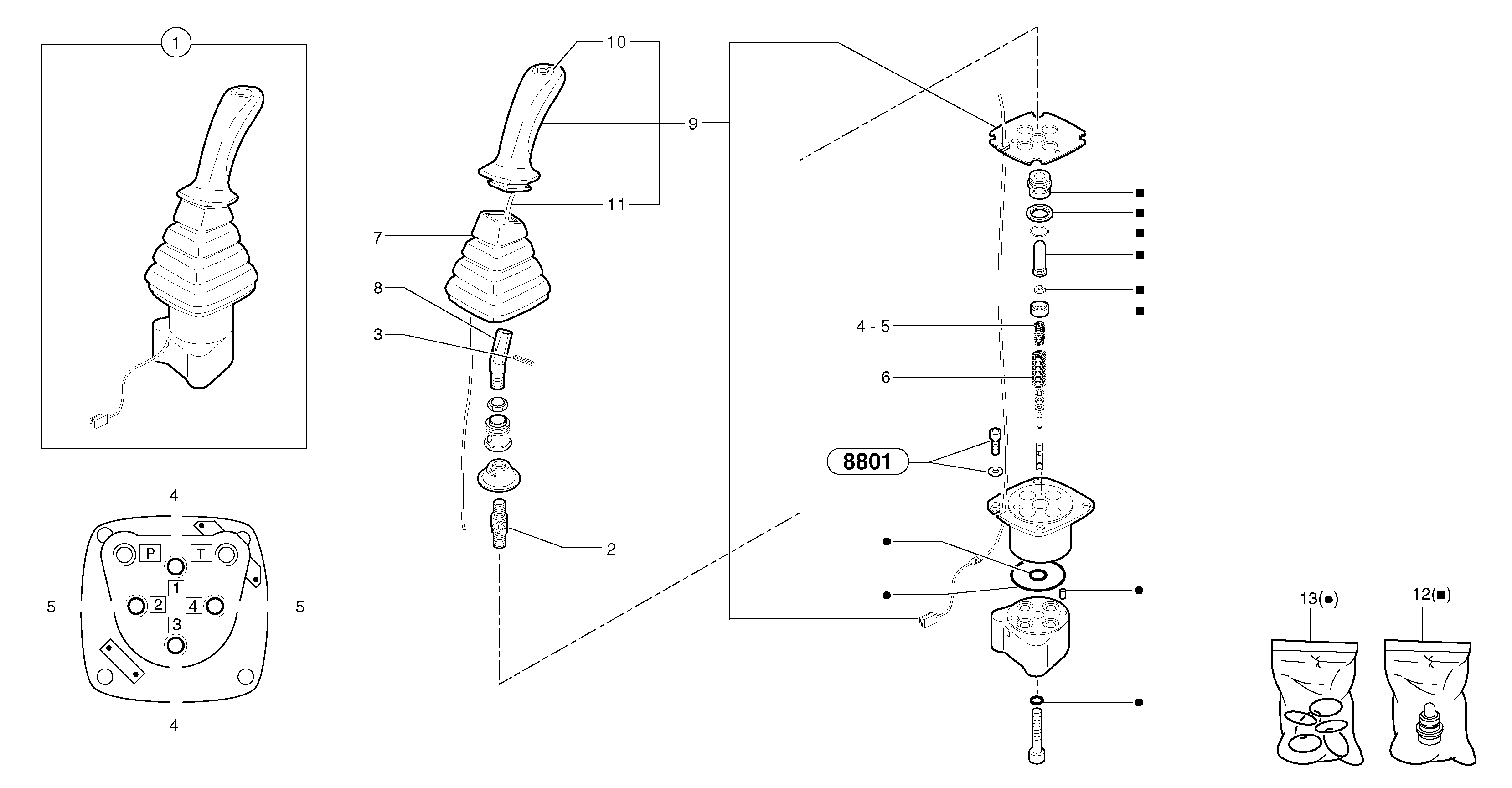 Схема запчастей Volvo EC20 TYPE 263 XT/XTV - 8199 Control lever : boom / bucket ( right ) 