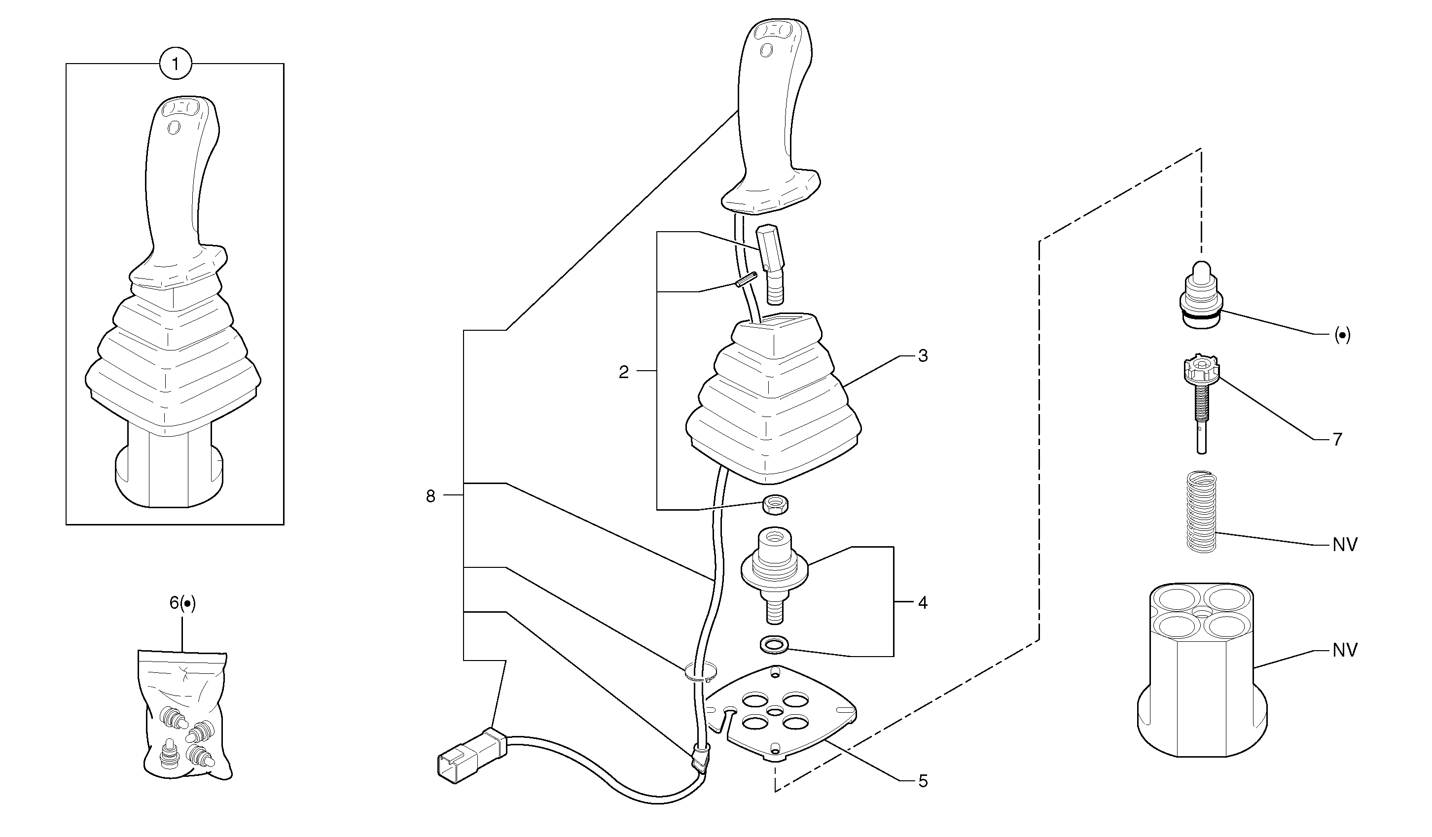 Схема запчастей Volvo EC20 TYPE 263 XT/XTV - 8200 Control lever : boom / bucket ( right ) 