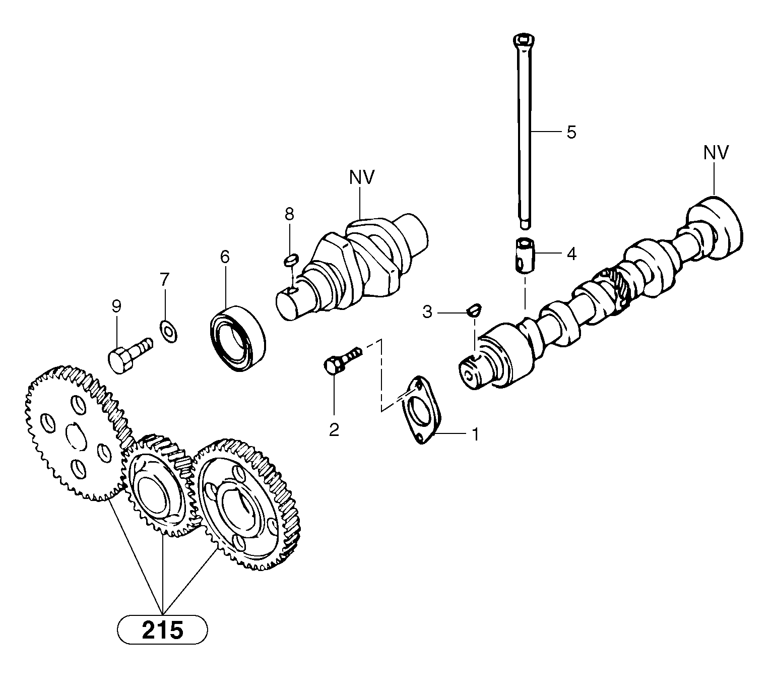 Схема запчастей Volvo EC25 TYPE 281 - 21492 Распредвал 