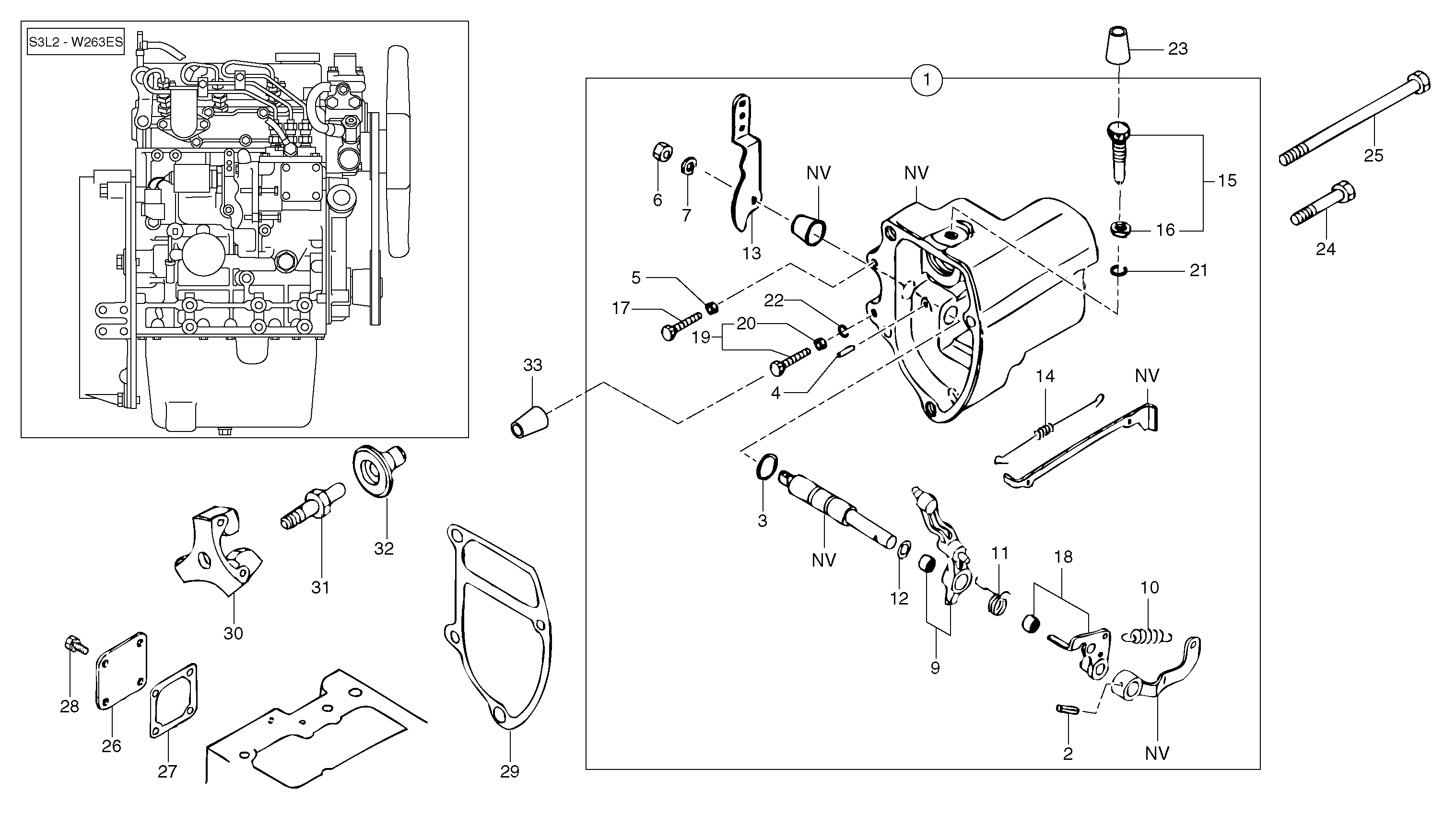 Схема запчастей Volvo EC25 TYPE 281 - 23085 Engine injection pump control 