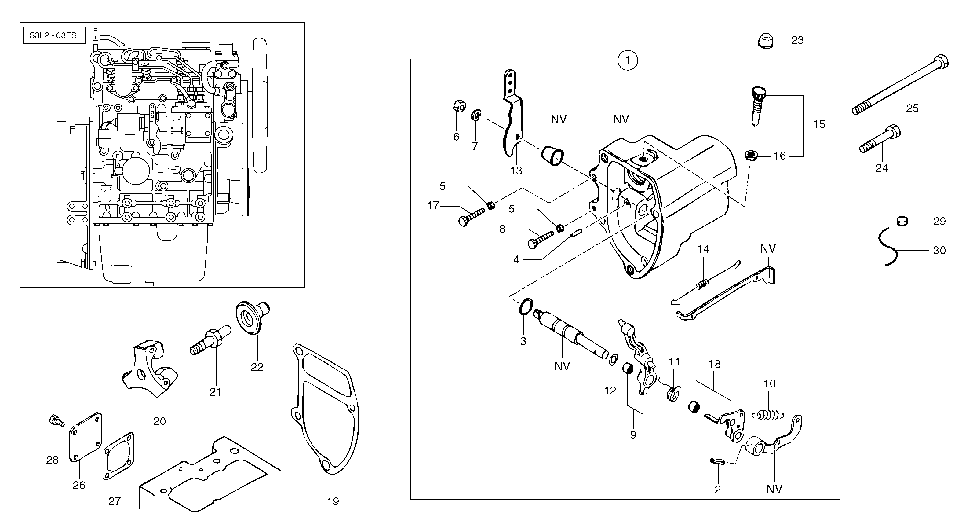 Схема запчастей Volvo EC25 TYPE 281 - 7915 Engine injection pump control 