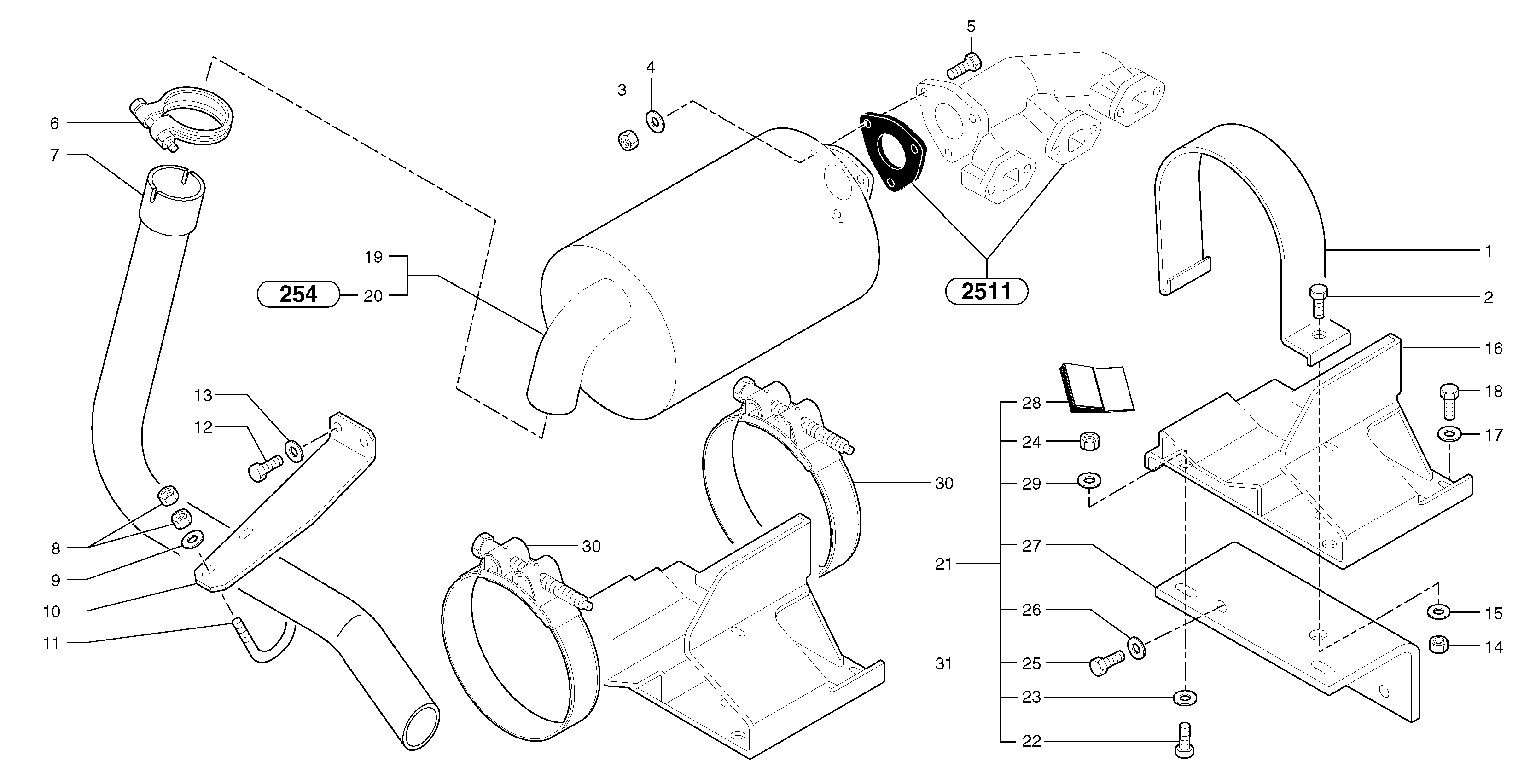 Схема запчастей Volvo EC25 TYPE 281 - 106428 Muffler 