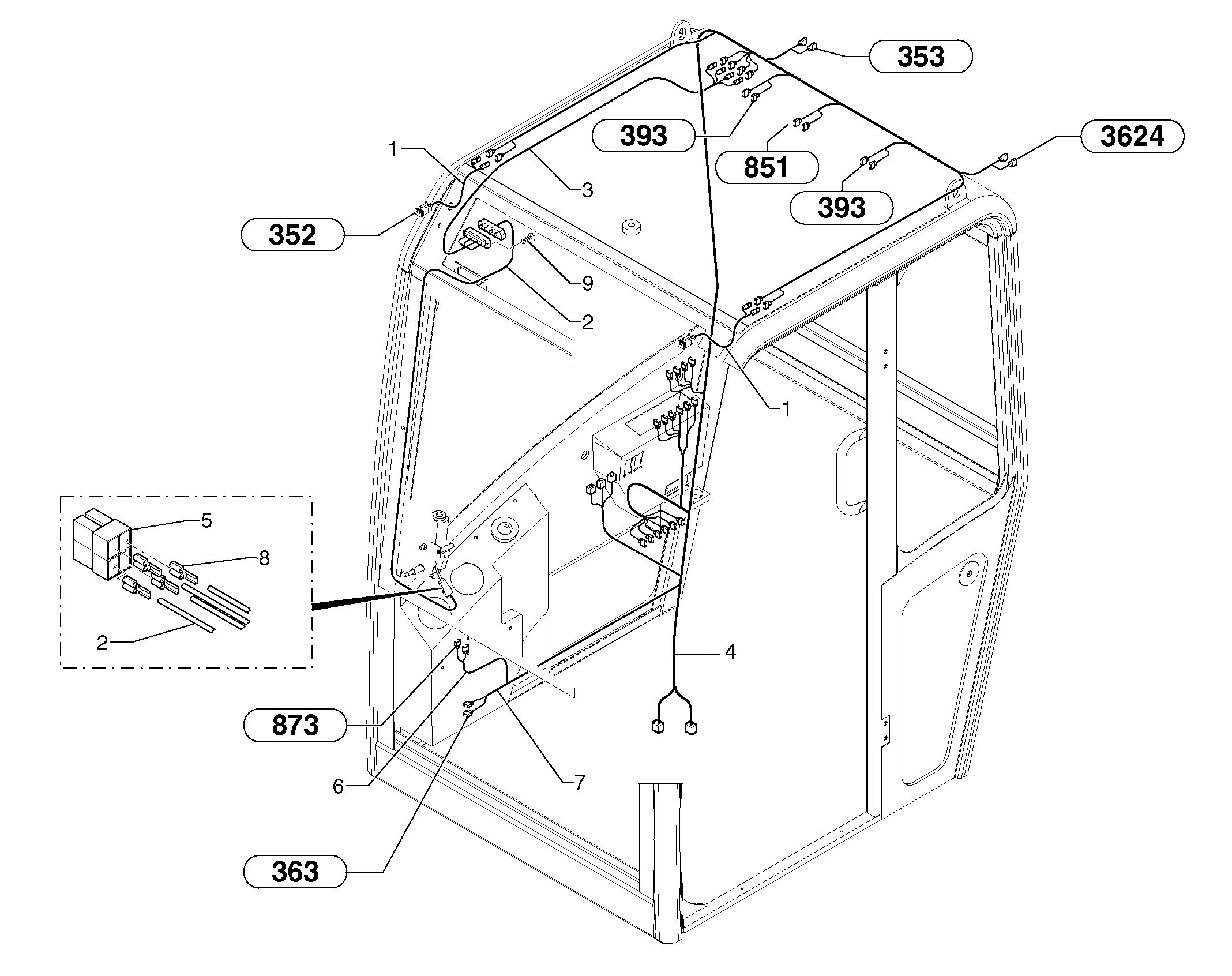 Схема запчастей Volvo EC25 TYPE 281 - 23867 Electrical system / cab 