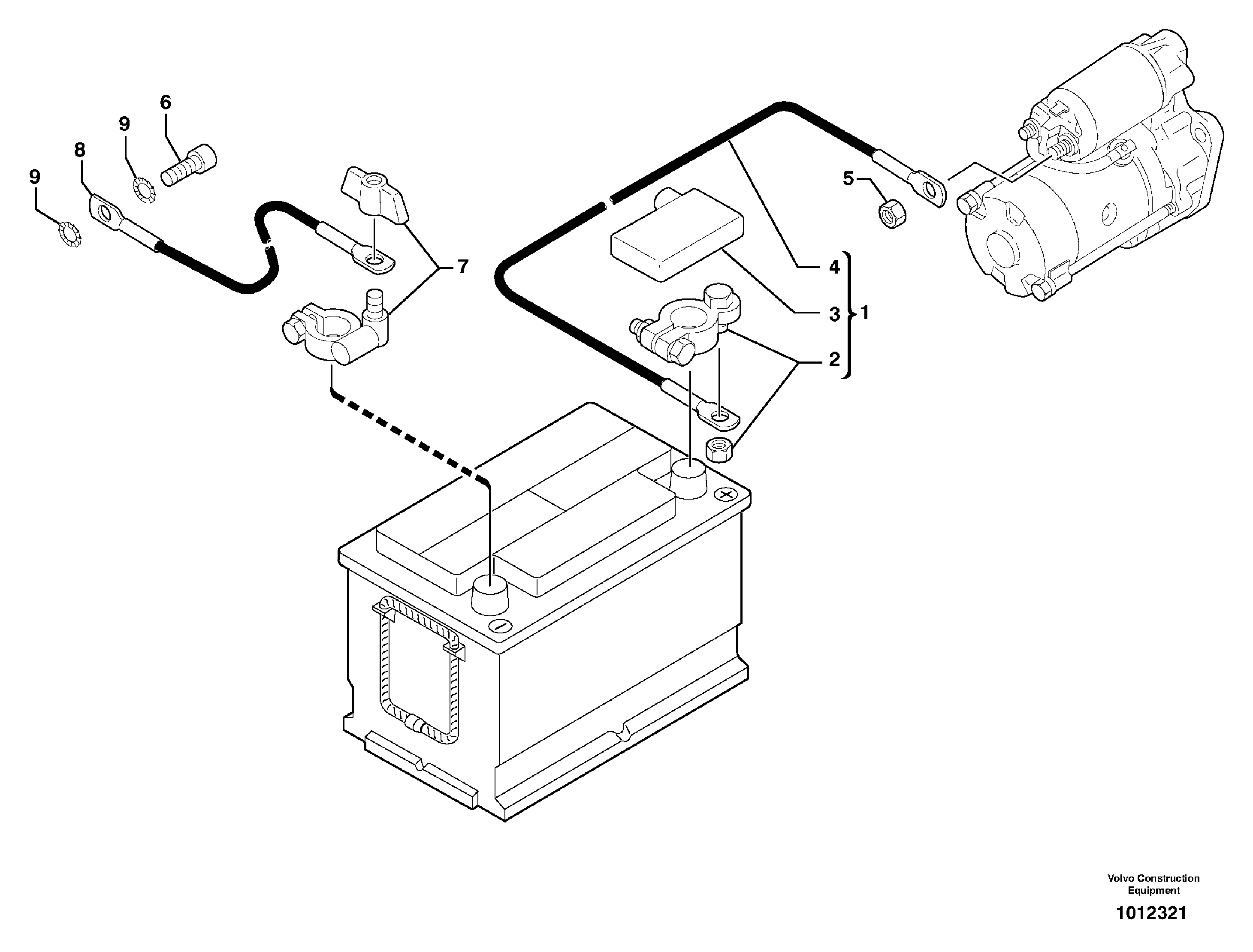 Схема запчастей Volvo EC25 TYPE 281 - 23869 Cables, battery 