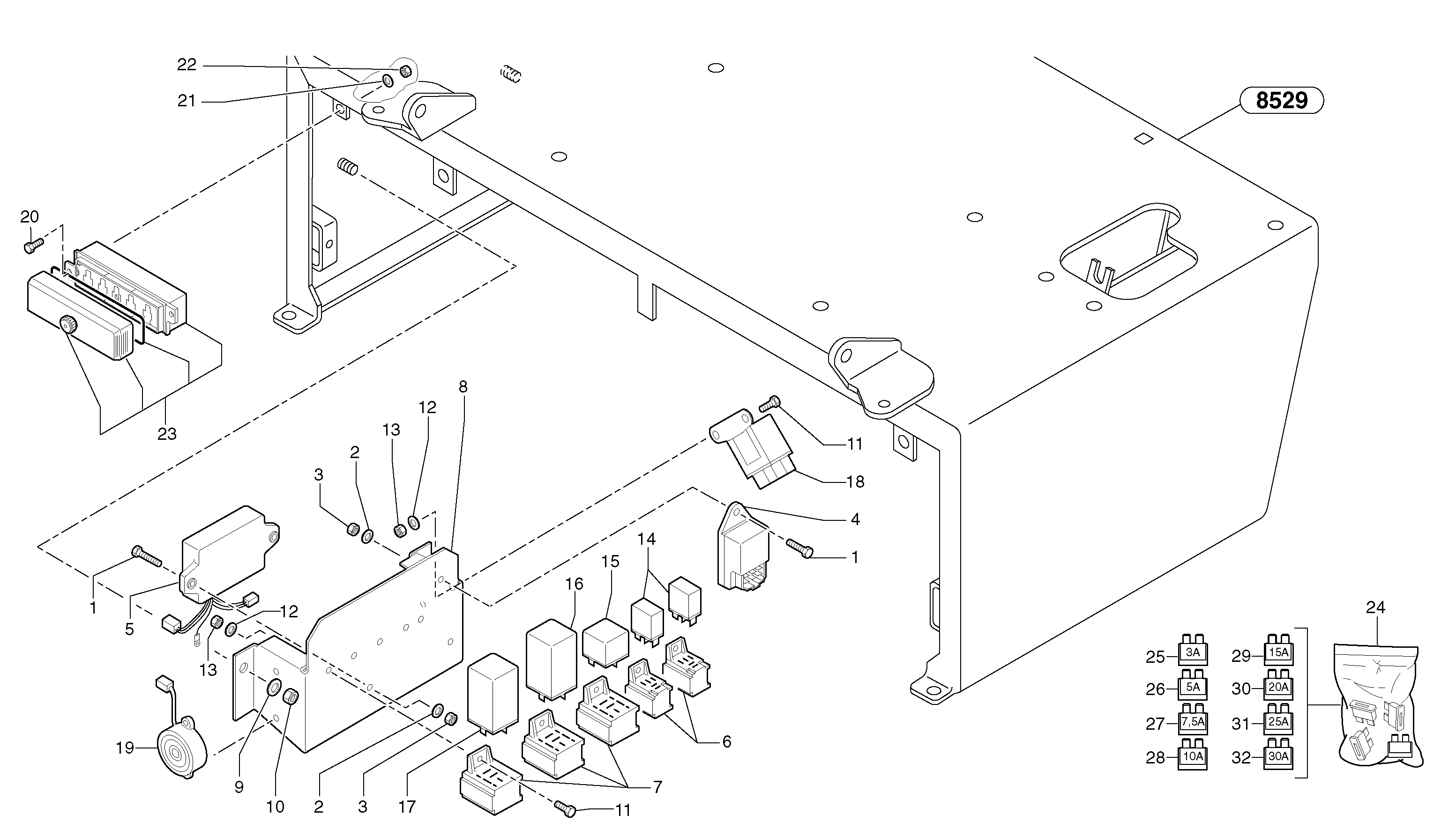 Схема запчастей Volvo EC25 TYPE 281 - 31664 Electrical equipment / without Puma 