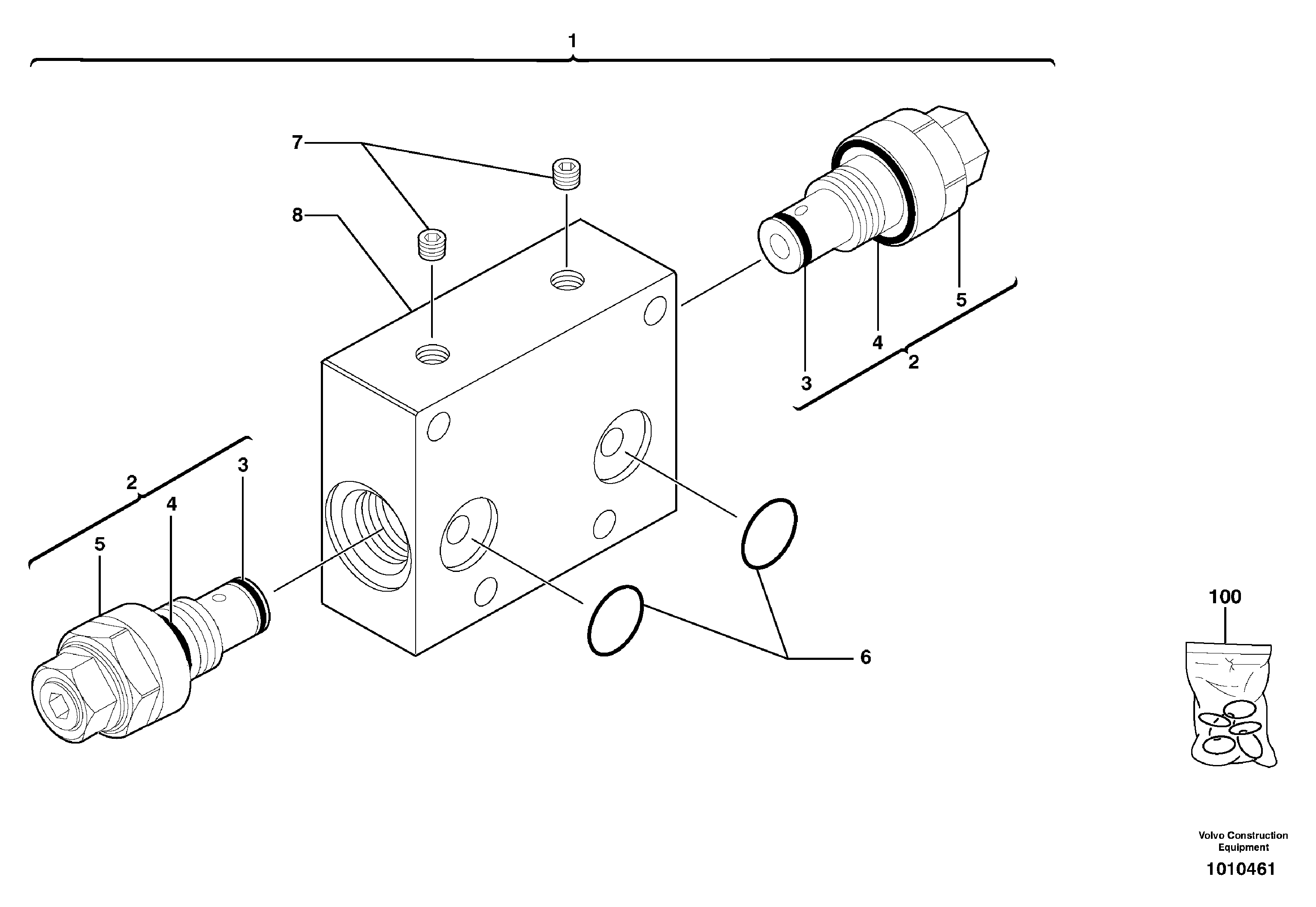 Схема запчастей Volvo EC25 TYPE 281 - 29365 Balancing valve ( travelling ) 