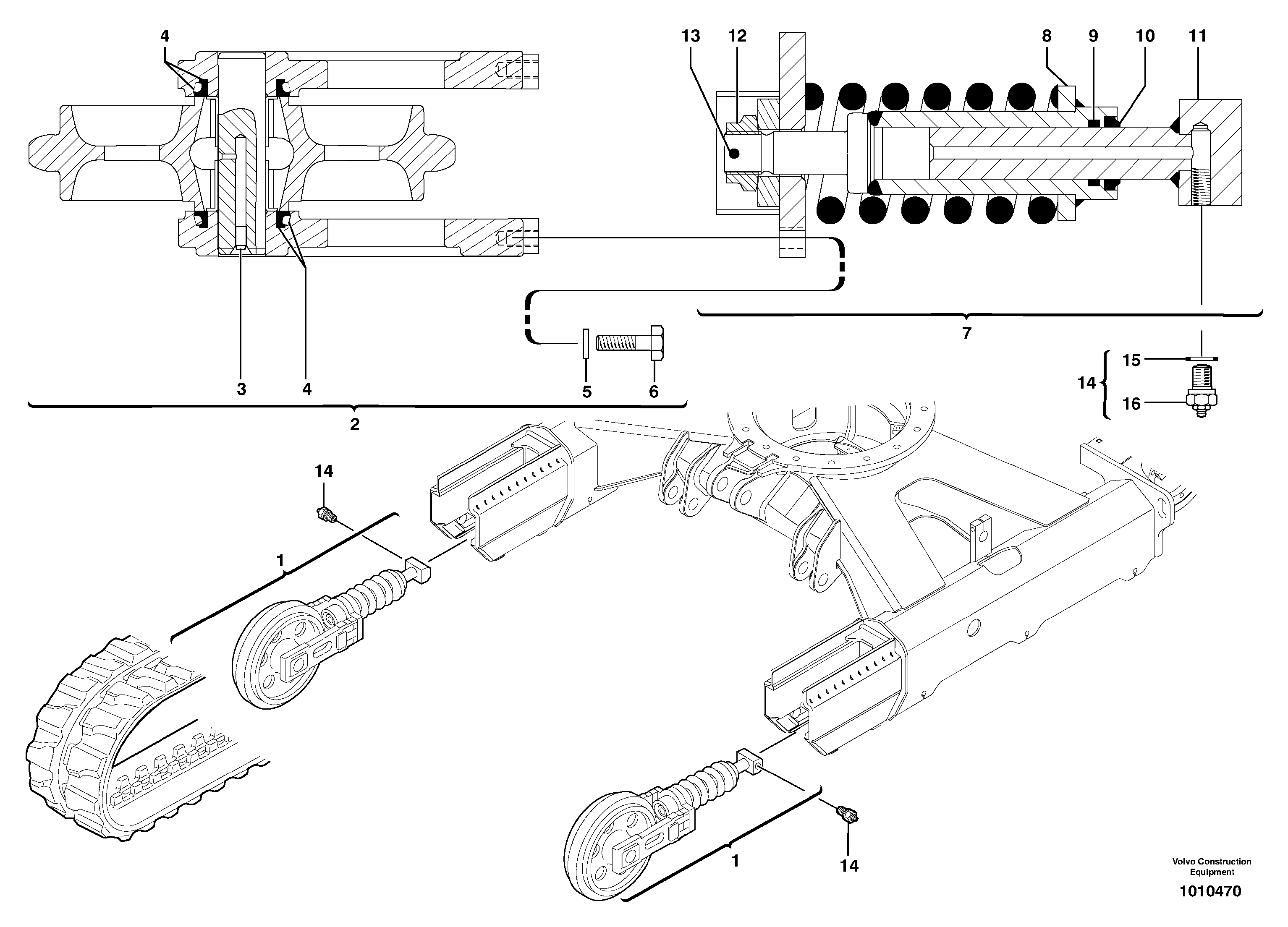 Схема запчастей Volvo EC25 TYPE 281 - 27850 Track tensioning ( rubber tracks ) 